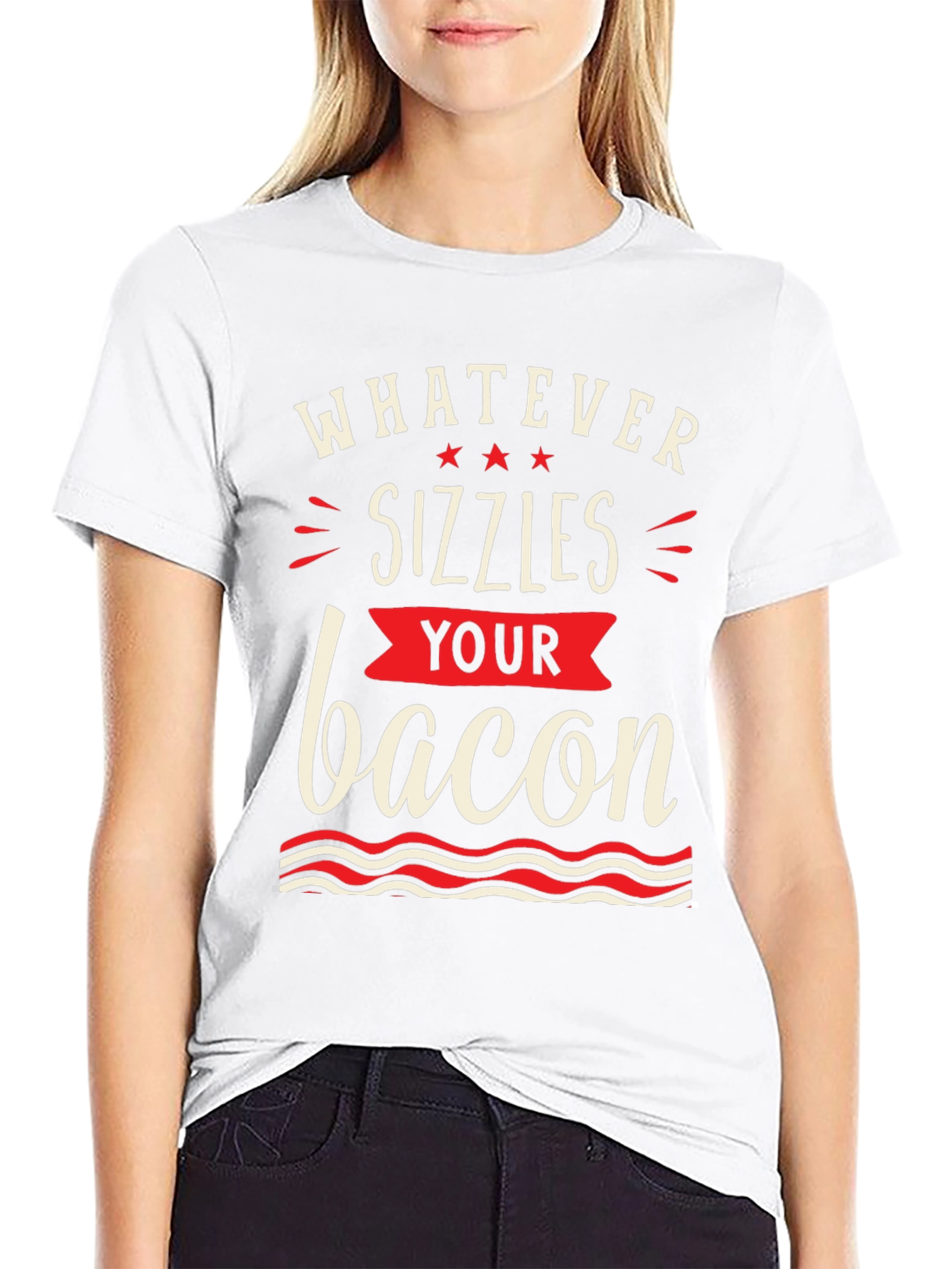 Black Whatever Sizzles Your Bacon Black T-Shirt view 9
