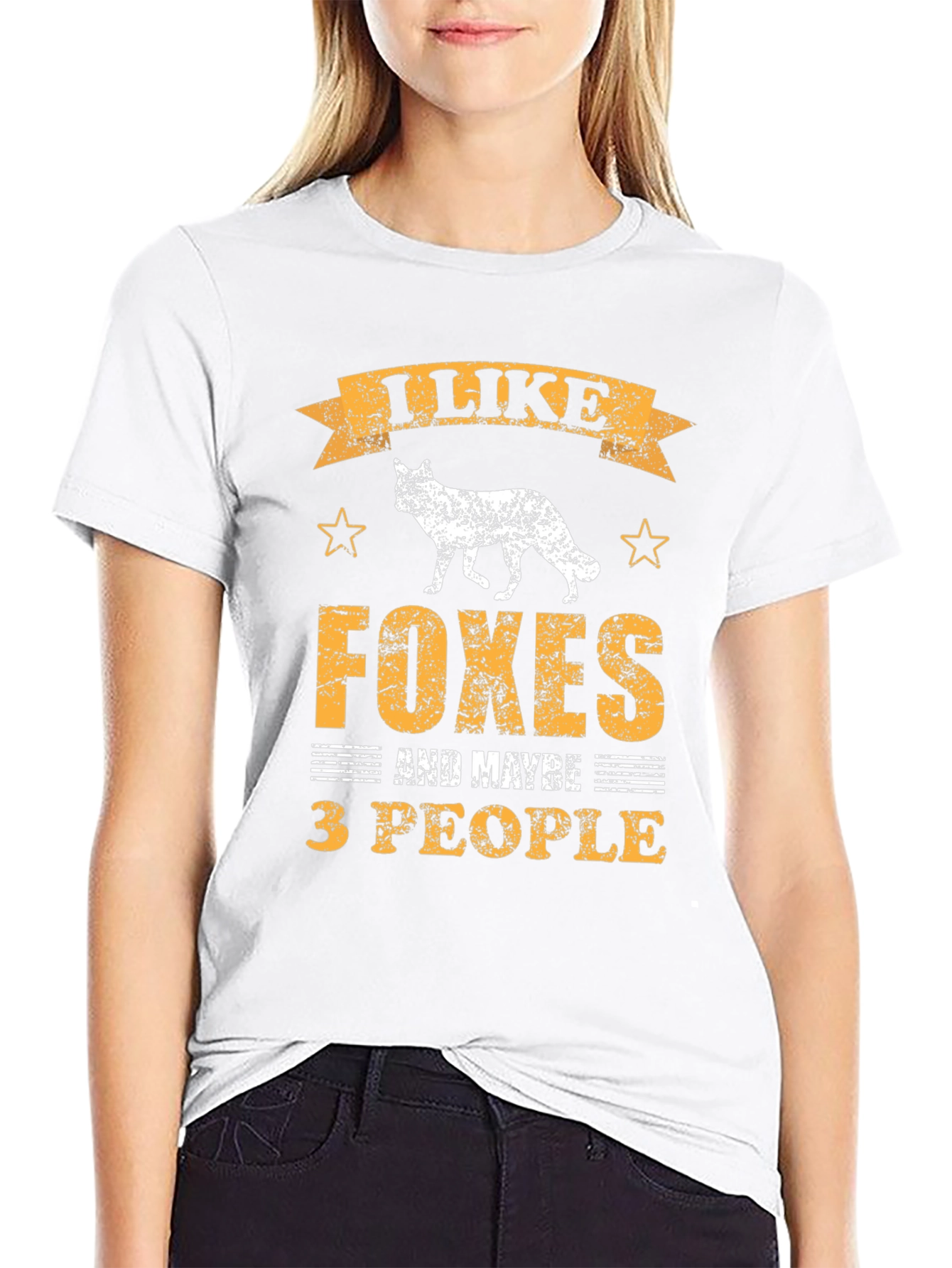 Black I Like Foxes and Maybe 3 People T-Shirt view 9