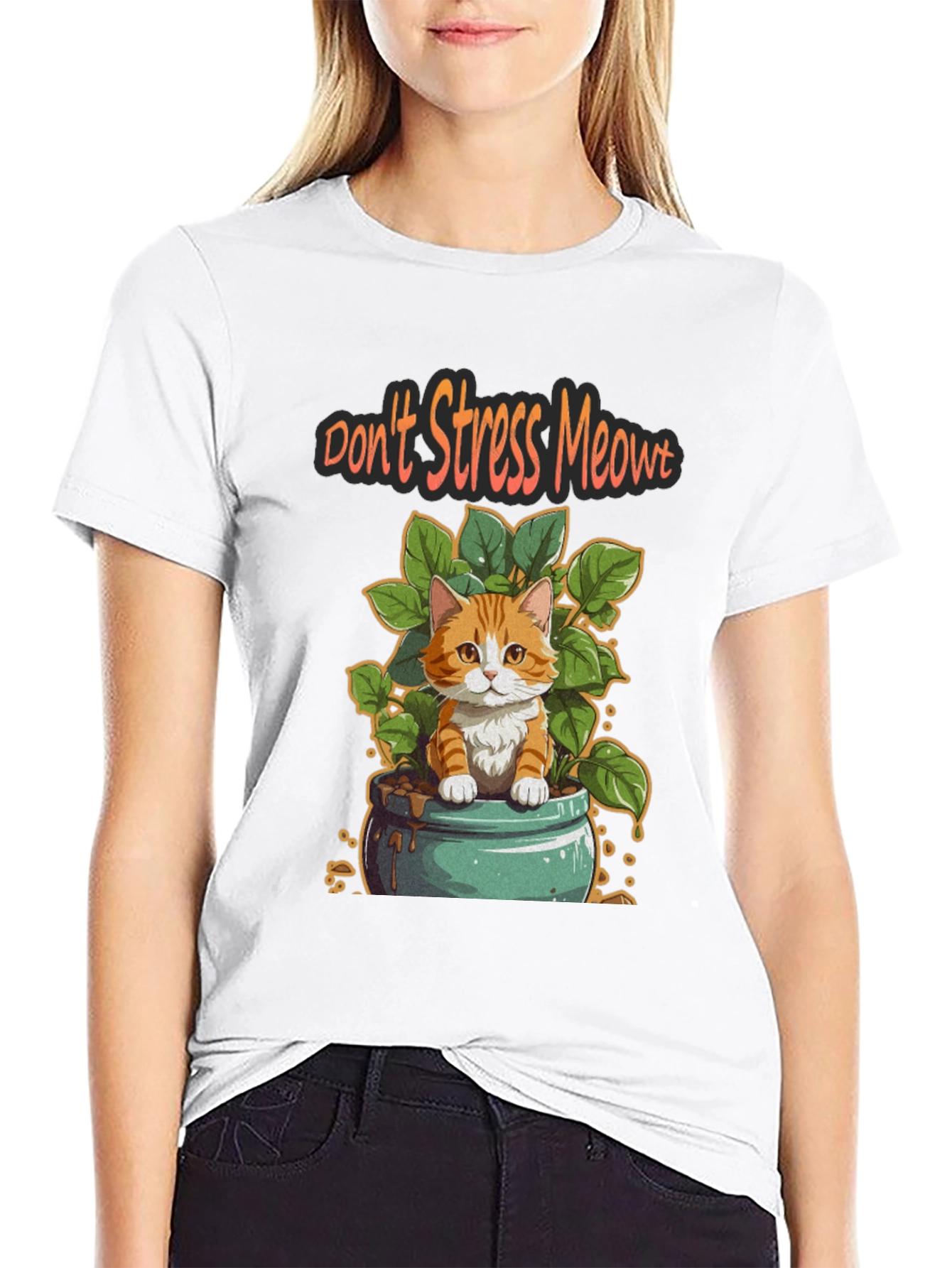 Black Don't Stress Meowt T-Shirt view 9
