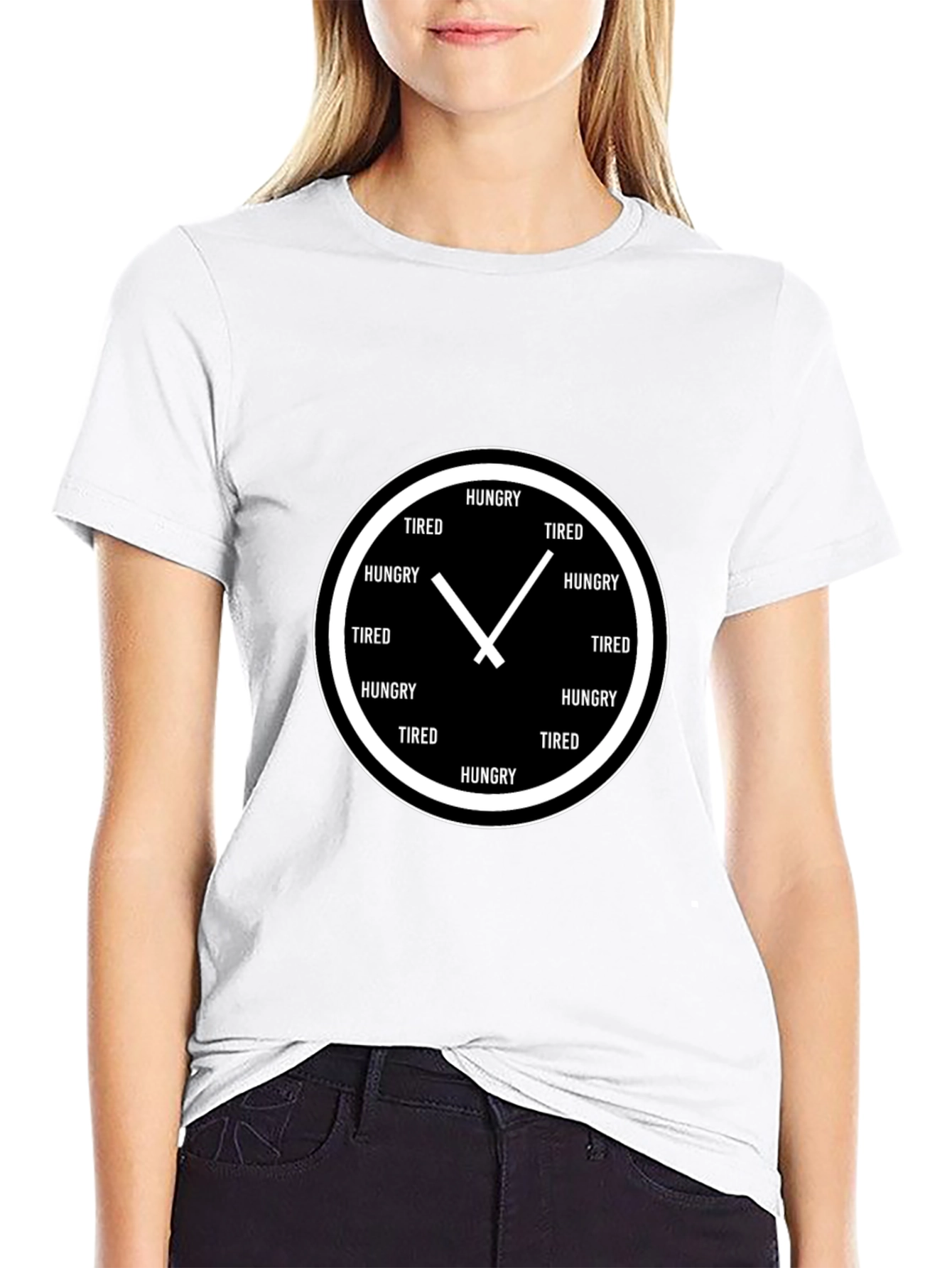 Black Hungry & Tired Clock Graphic Tee - Unisex Fit view 9