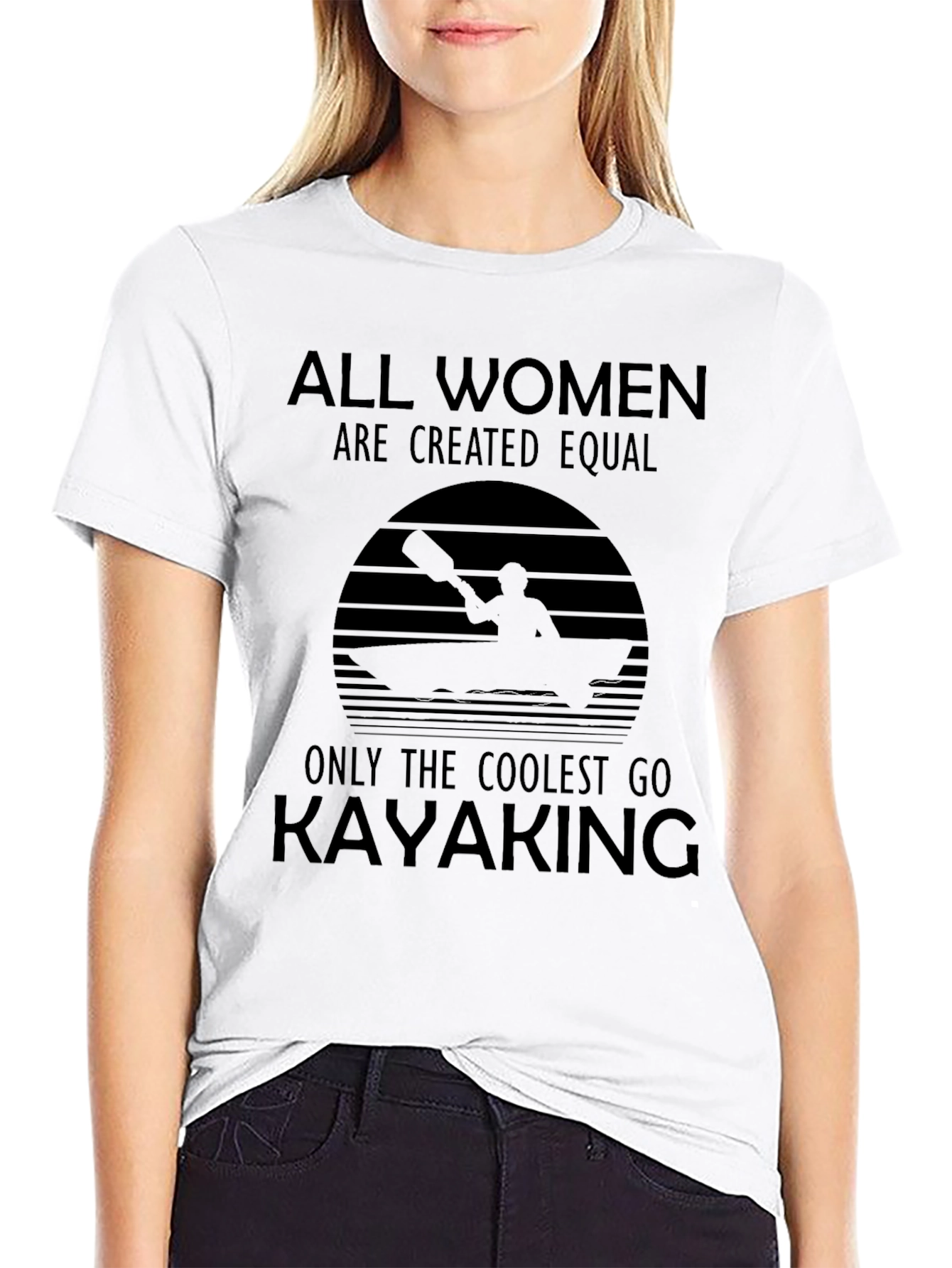 Black Coolest Women Kayaking T-Shirt view 9