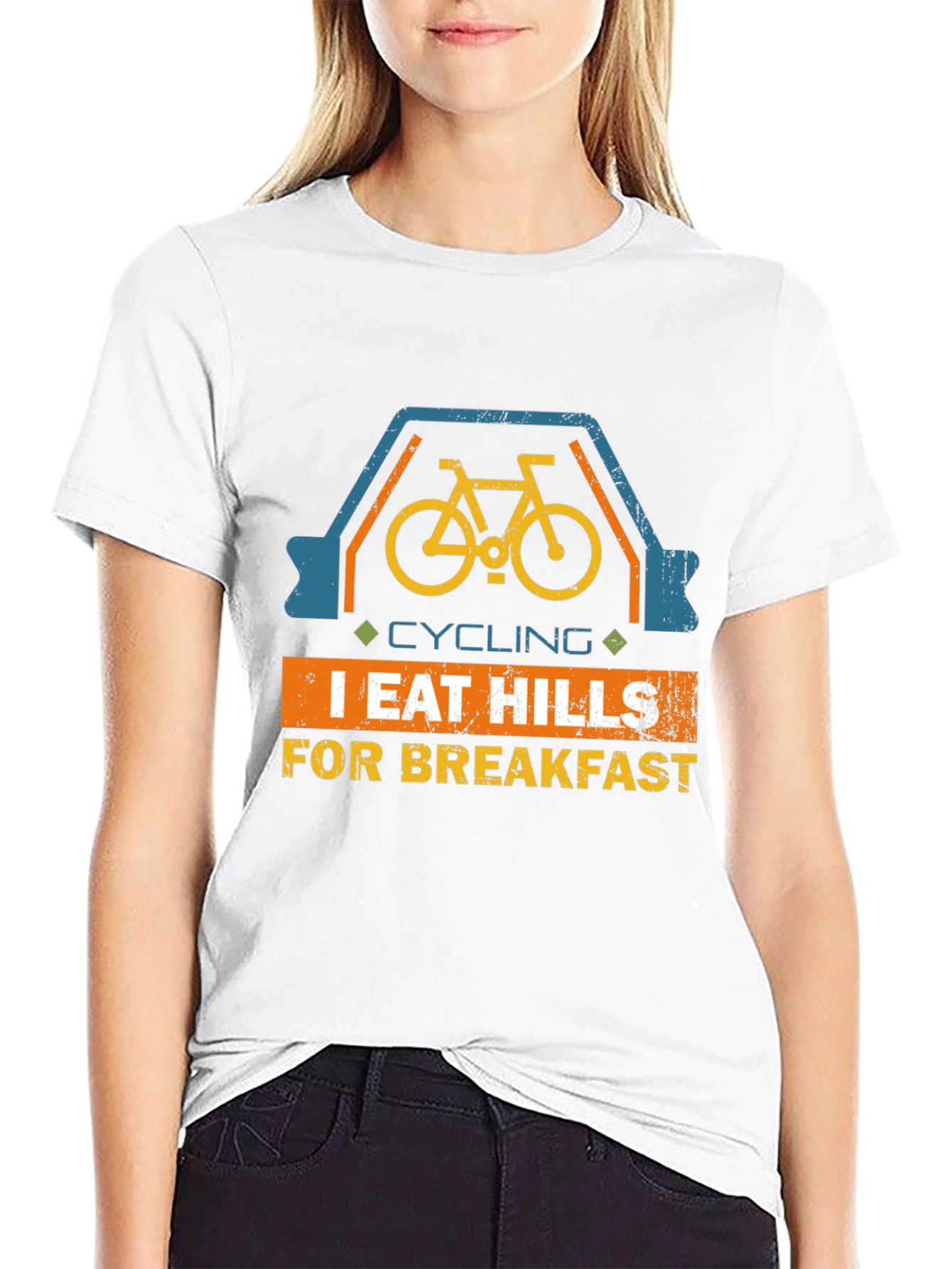 Black Cycling I Eat Hills For Breakfast Graphic Tee view 9