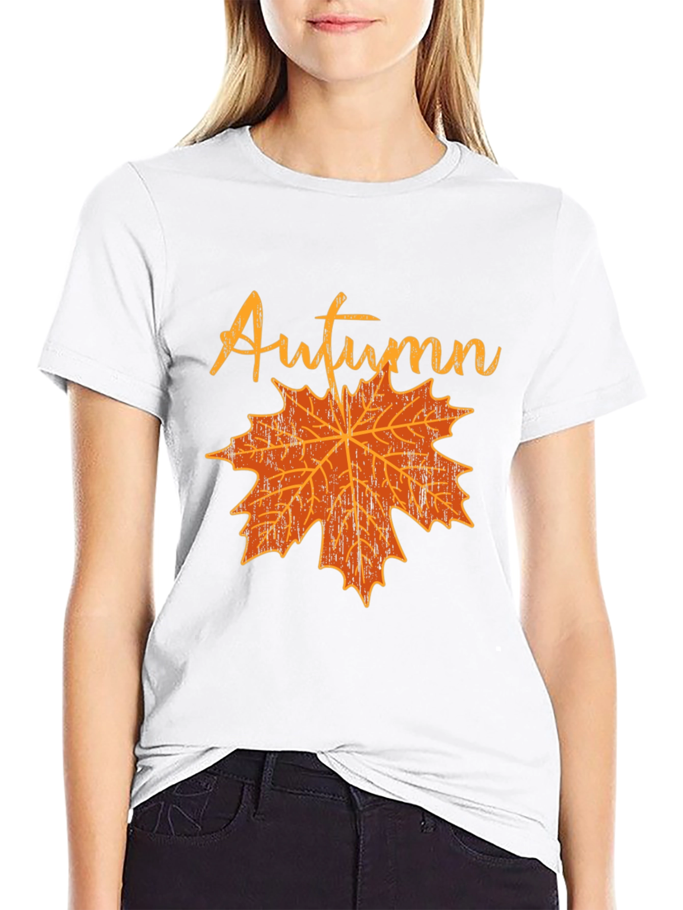 Black Autumn Leaf Graphic T-Shirt - Black view 9