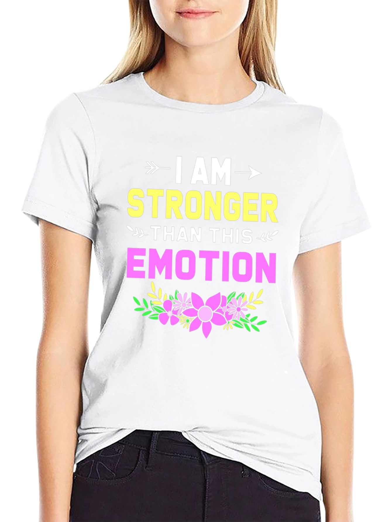 Black I Am Stronger Than This Emotion Graphic Tee view 9