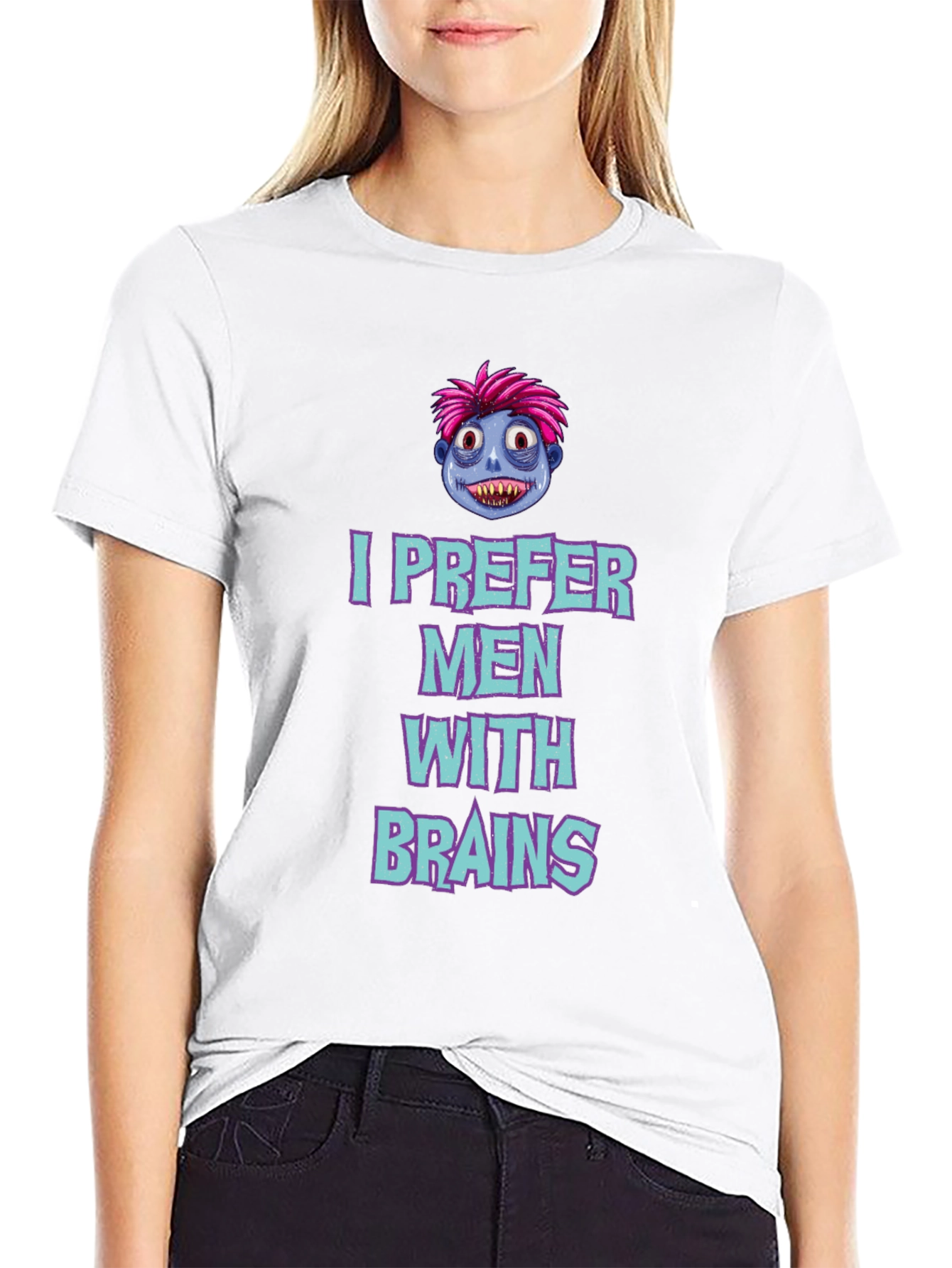 Black I Prefer Men With Brains Graphic Tee view 9