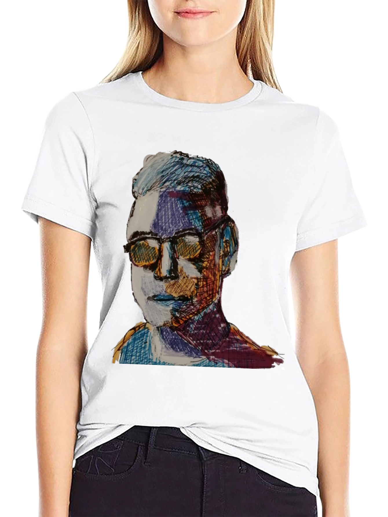 Black Artistic Portrait Graphic Tee - Black view 9