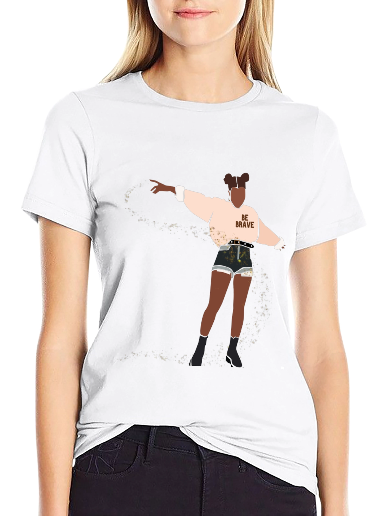 Black Be Brave Graphic Tee - Black Cotton Blend view 9