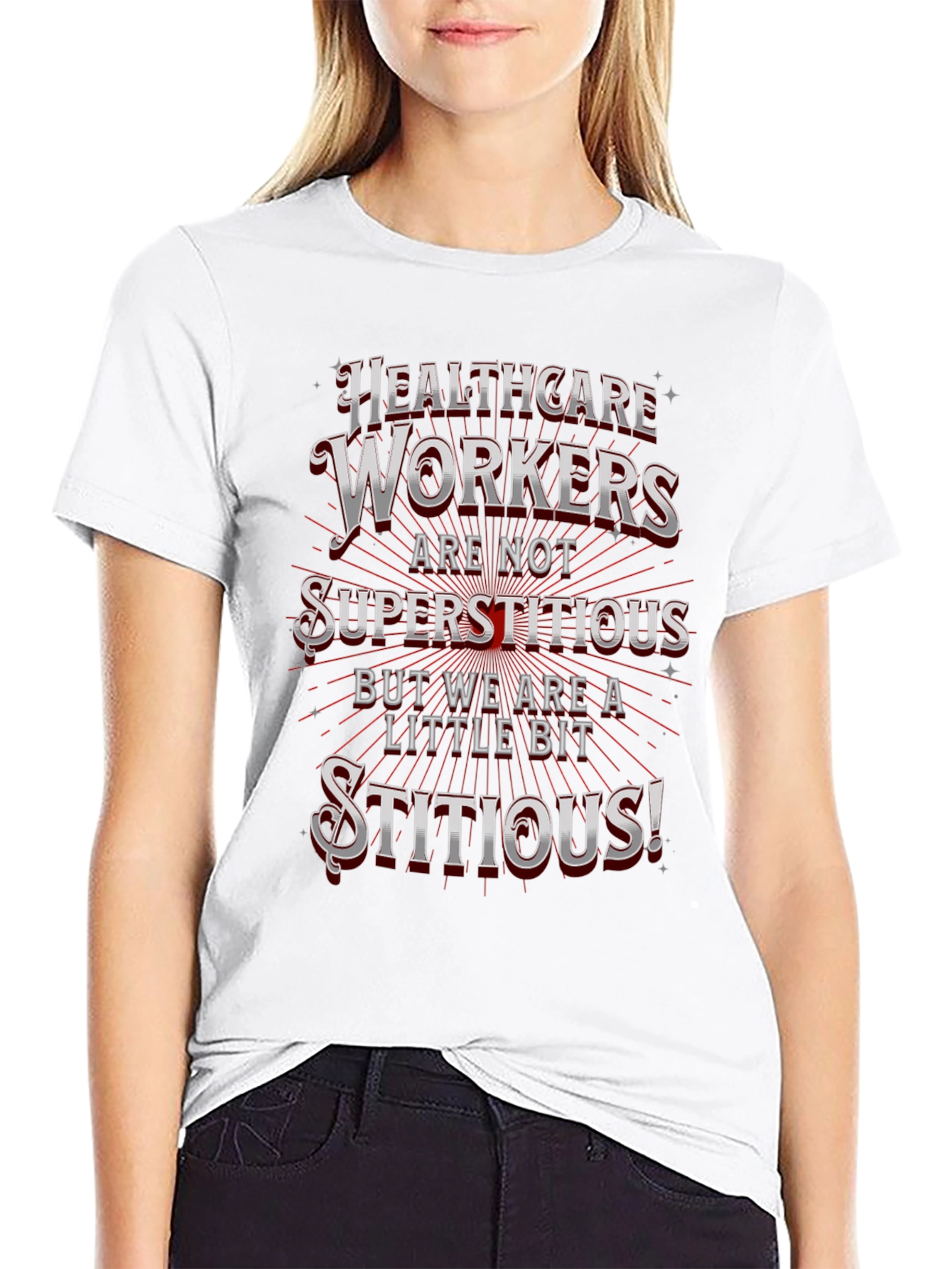 Black Healthcare Workers Stitious T-Shirt view 9
