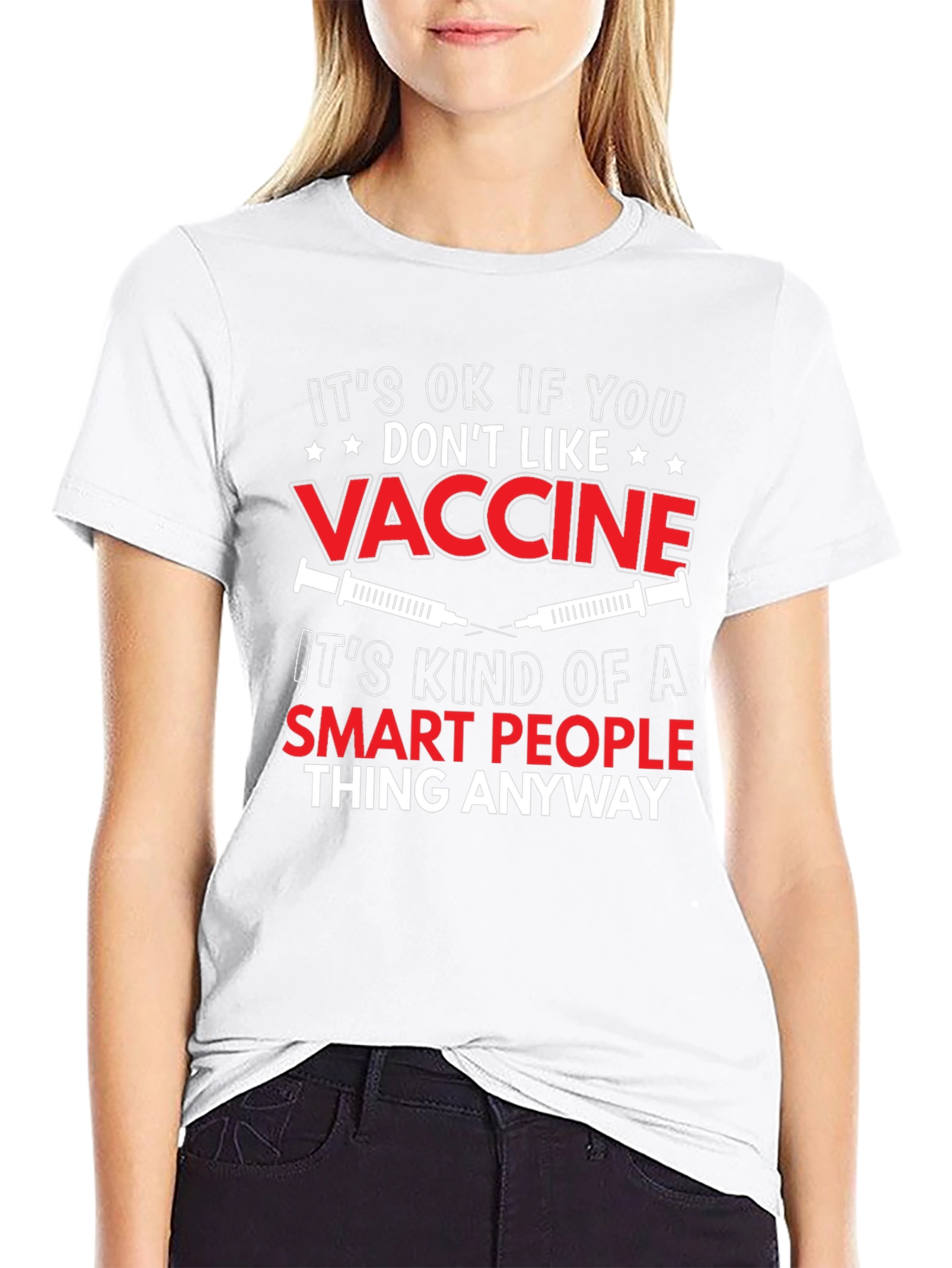 Black Funny Vaccine T-Shirt: Smart People Thing view 9