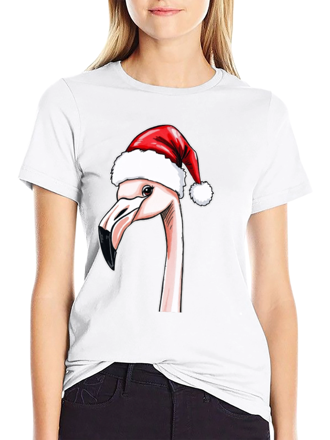 Black Festive Flamingo T-Shirt - Holiday Cheer view 9