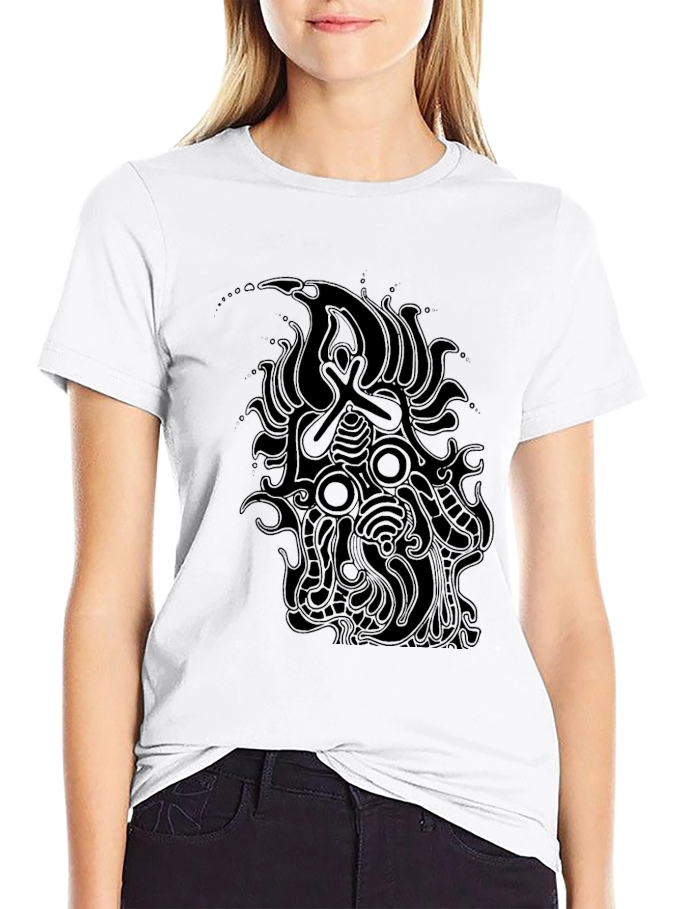 Black Abstract Graphic Print Men's T-Shirt view 9