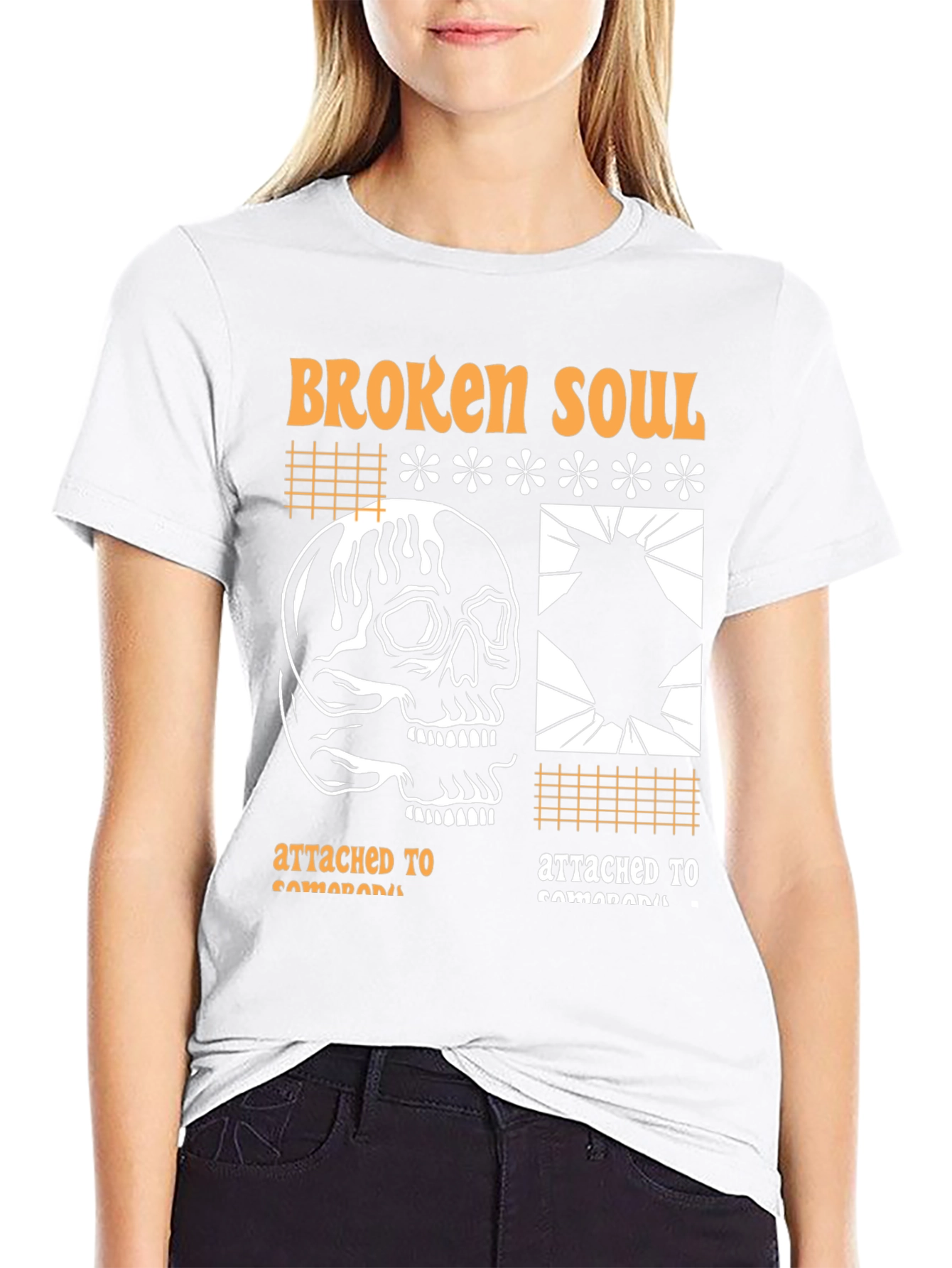 Black Broken Soul Graphic Print T-Shirt view 9