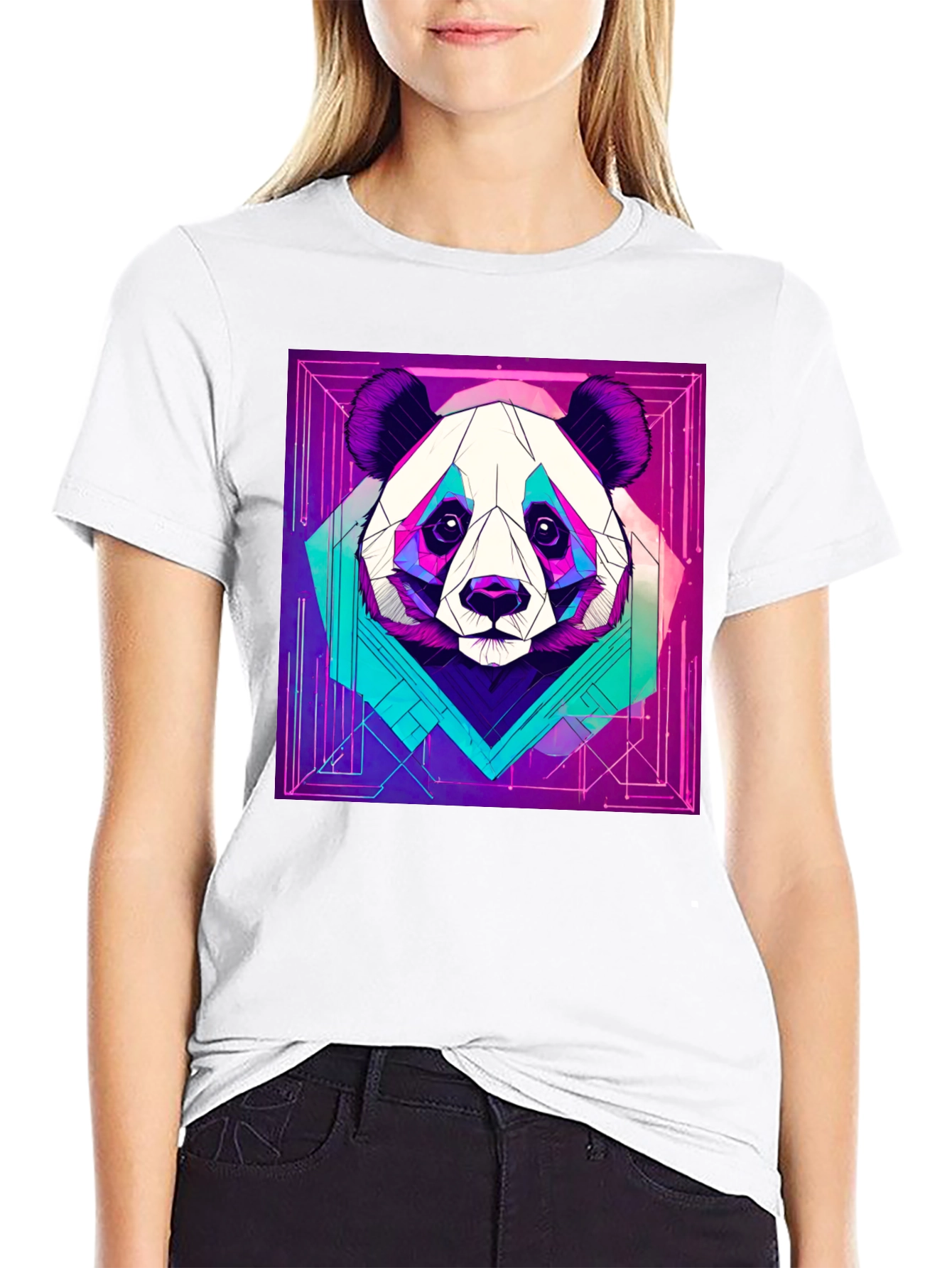 Black Cyberpunk Panda Graphic Tee - Cool Animal Design view 9
