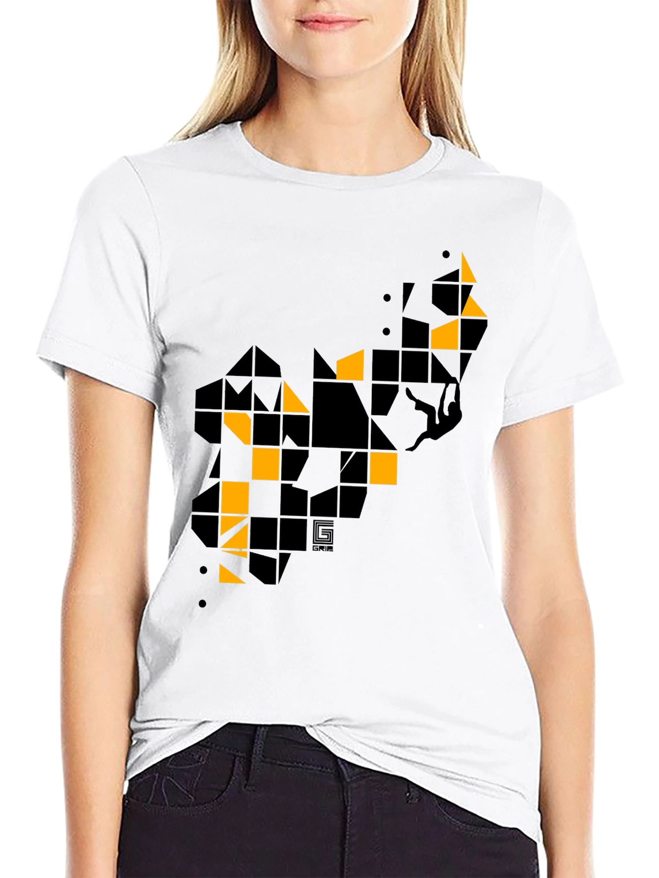 Black Geometric Graphic Print Men's Black T-Shirt view 9