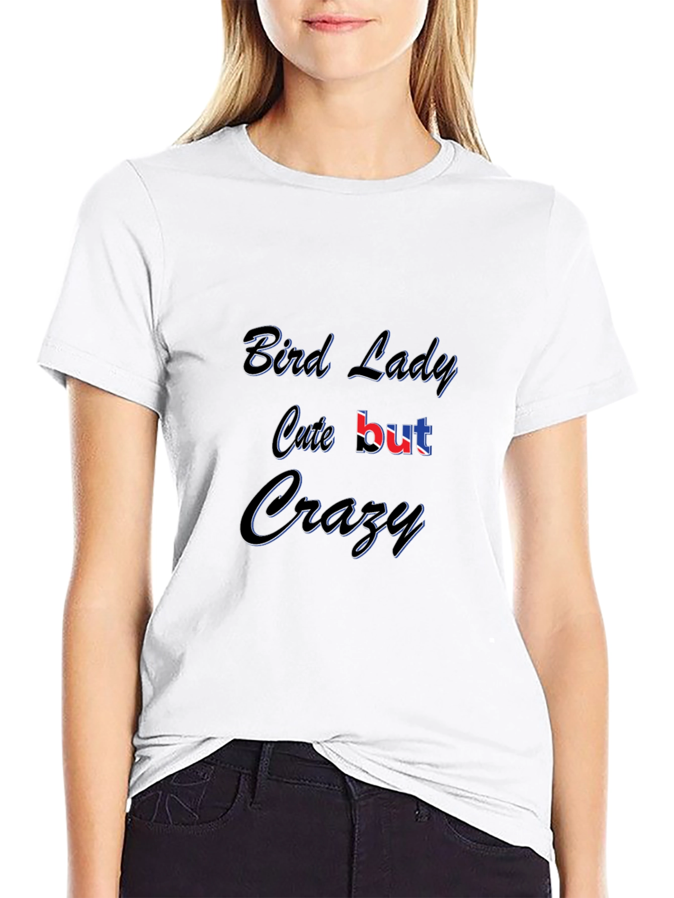 Black Bird Lady Cute But Crazy Black T-Shirt view 9