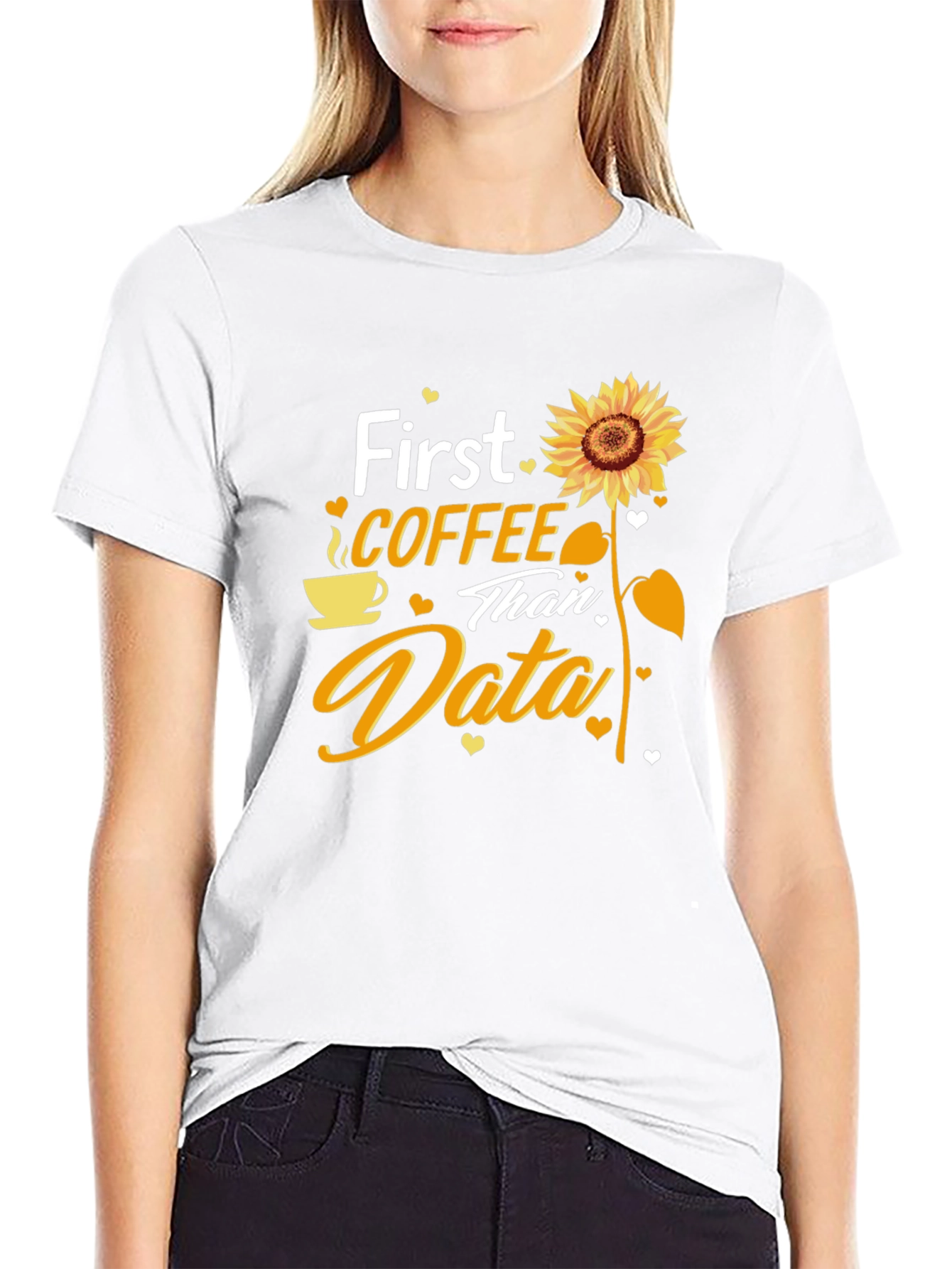 Black Coffee and Data T-Shirt - Sunflower Design view 9