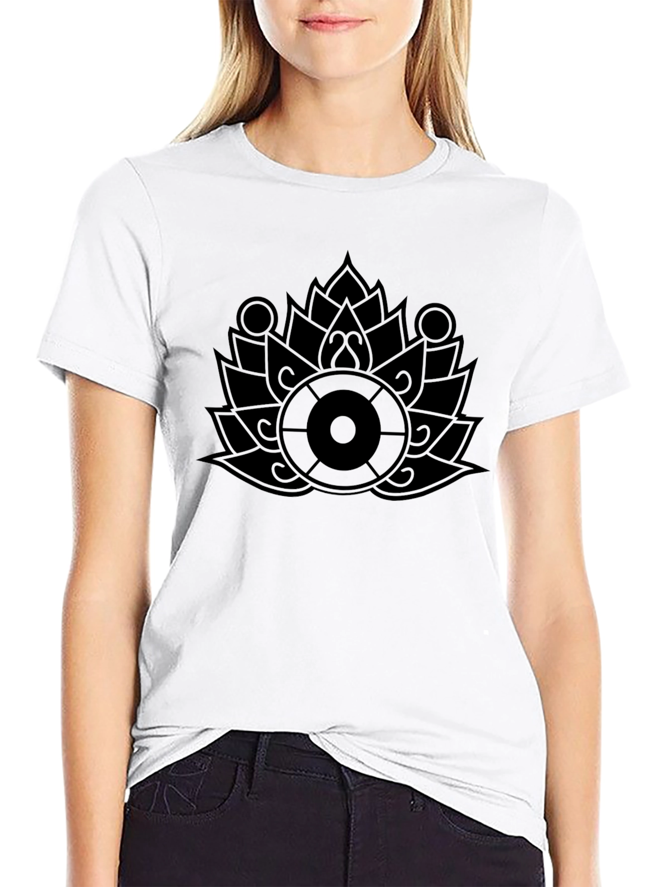 Black Lotus Wheel Graphic Black T-Shirt view 9