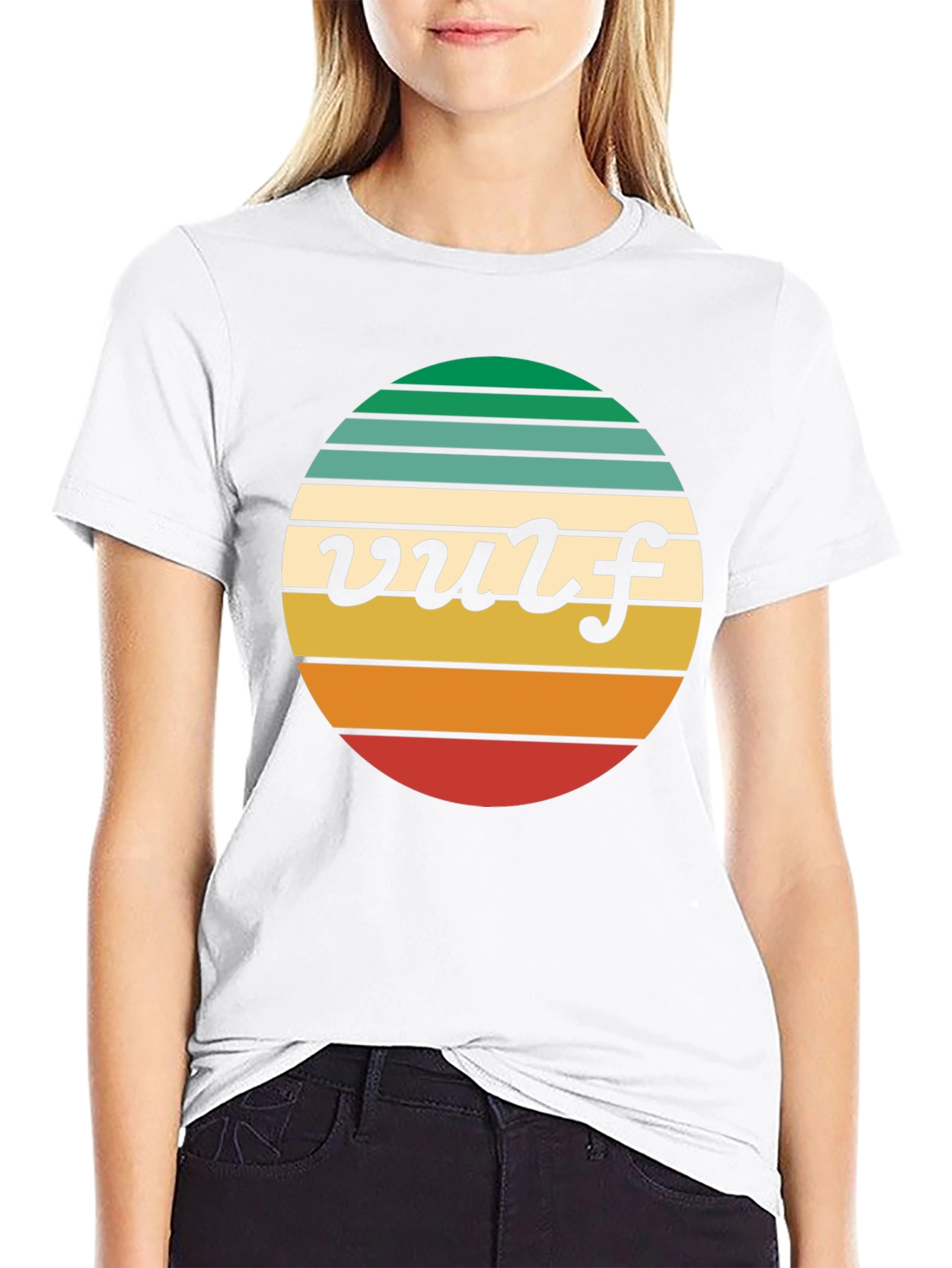 Black Retro Vulf Tee - Striped Circle Graphic view 9