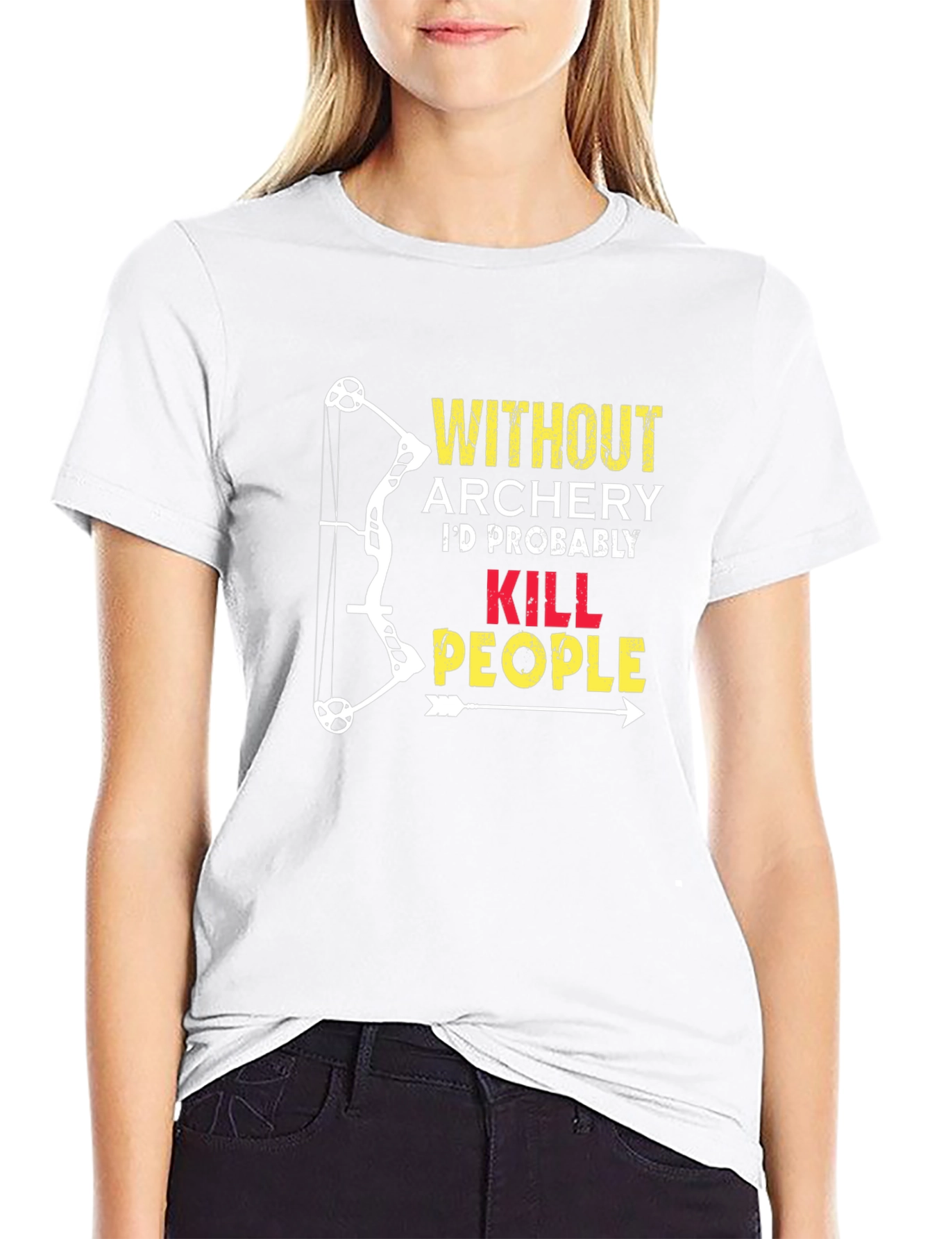 Black Archery Humor T-Shirt: "Without Archery...Kill People" view 9