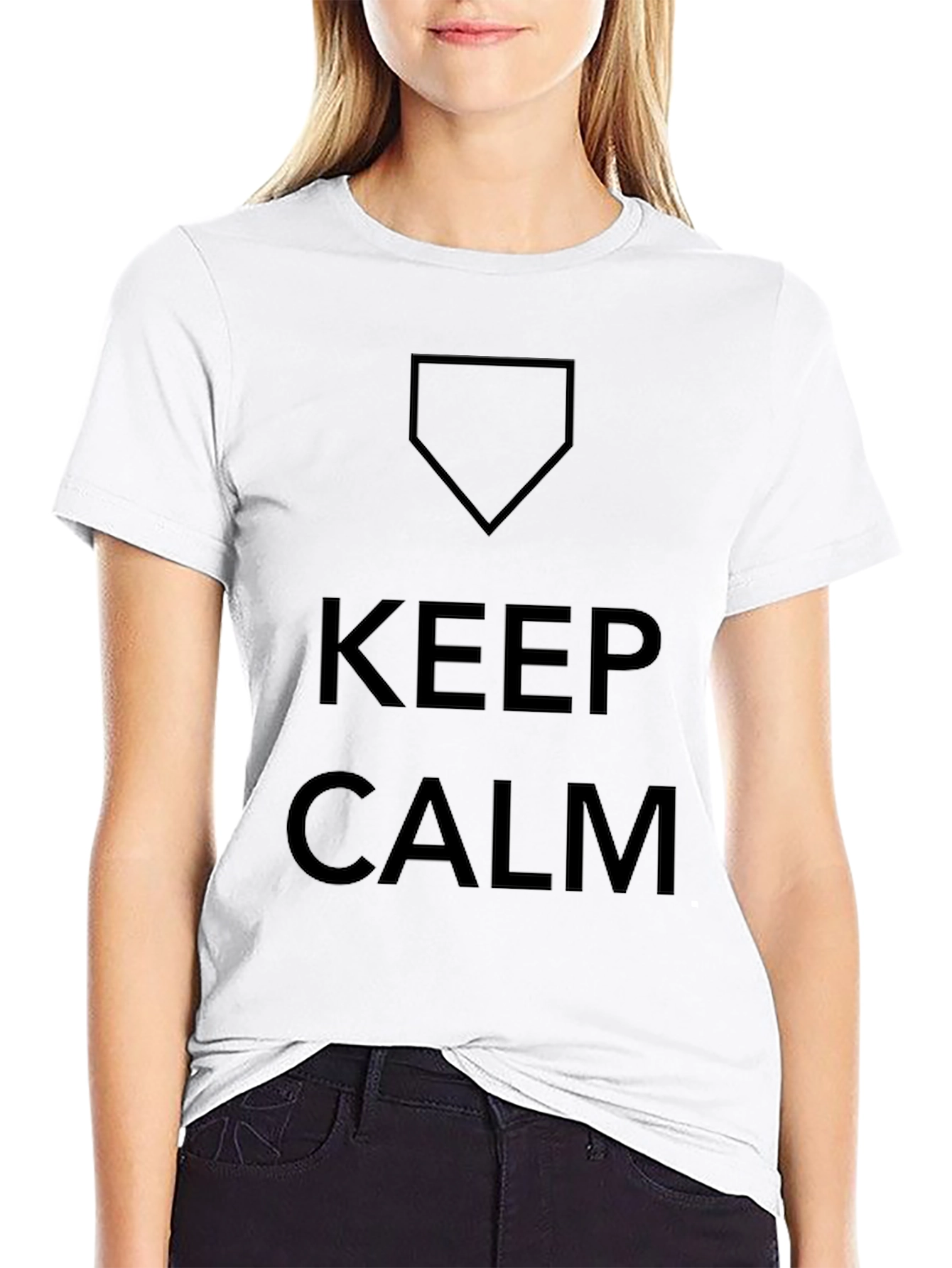 Black Keep Calm Baseball Home Plate Graphic T-Shirt view 9