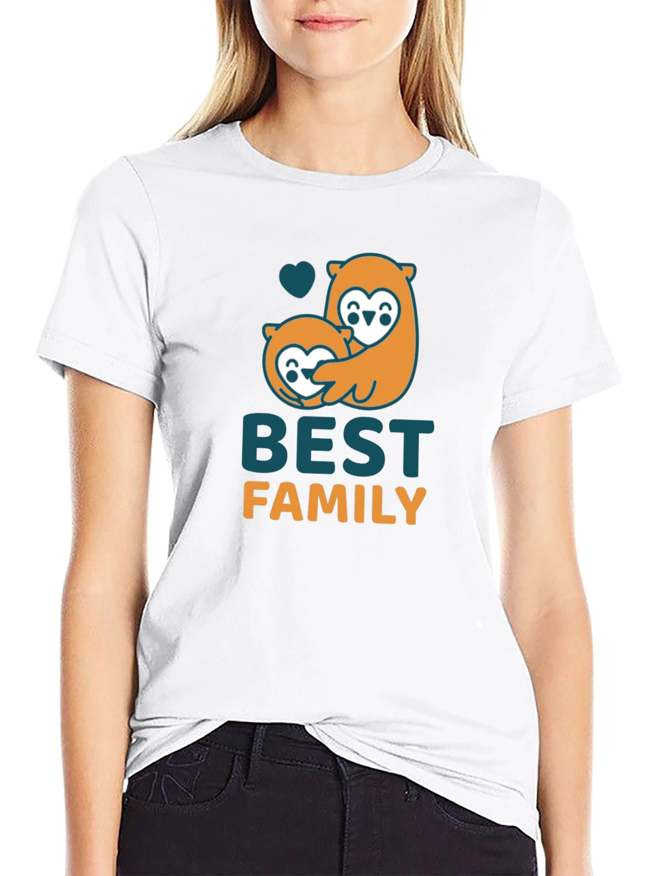 Black Best Family Otter Graphic Black T-Shirt view 9