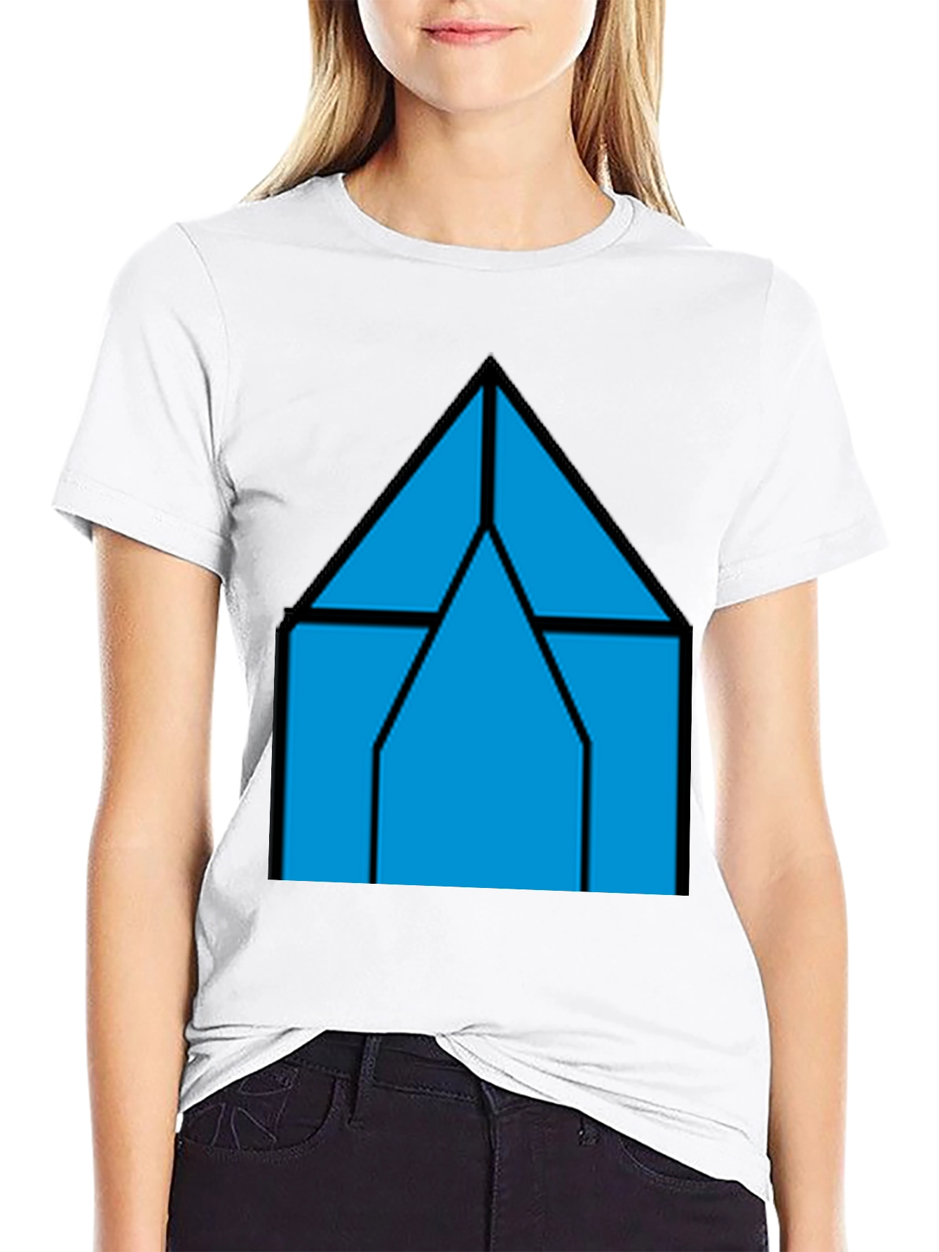 Black Geometric House T-Shirt - Modern Style view 9
