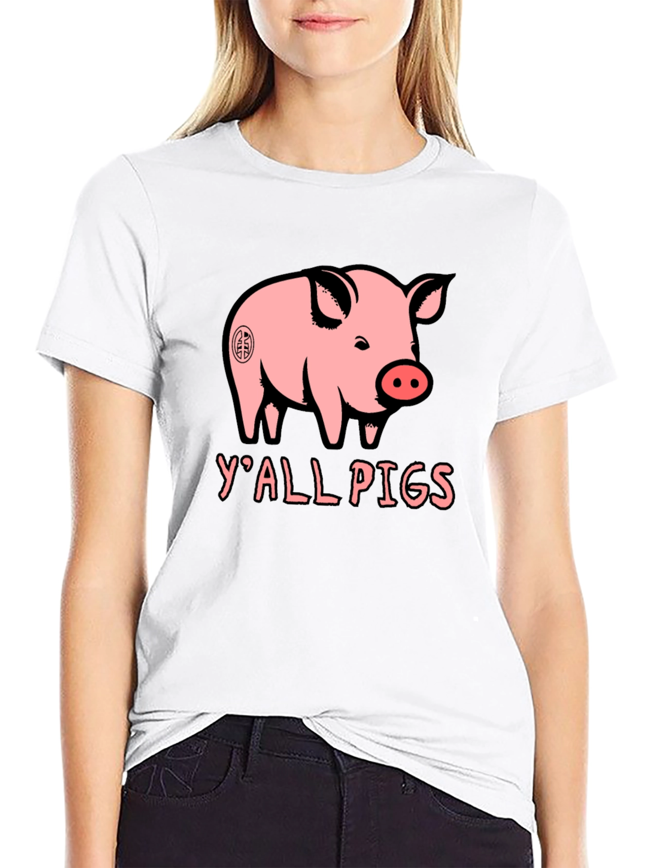 Black Y'all Pigs Graphic Tee - Funny Pig Lover T-Shirt view 9