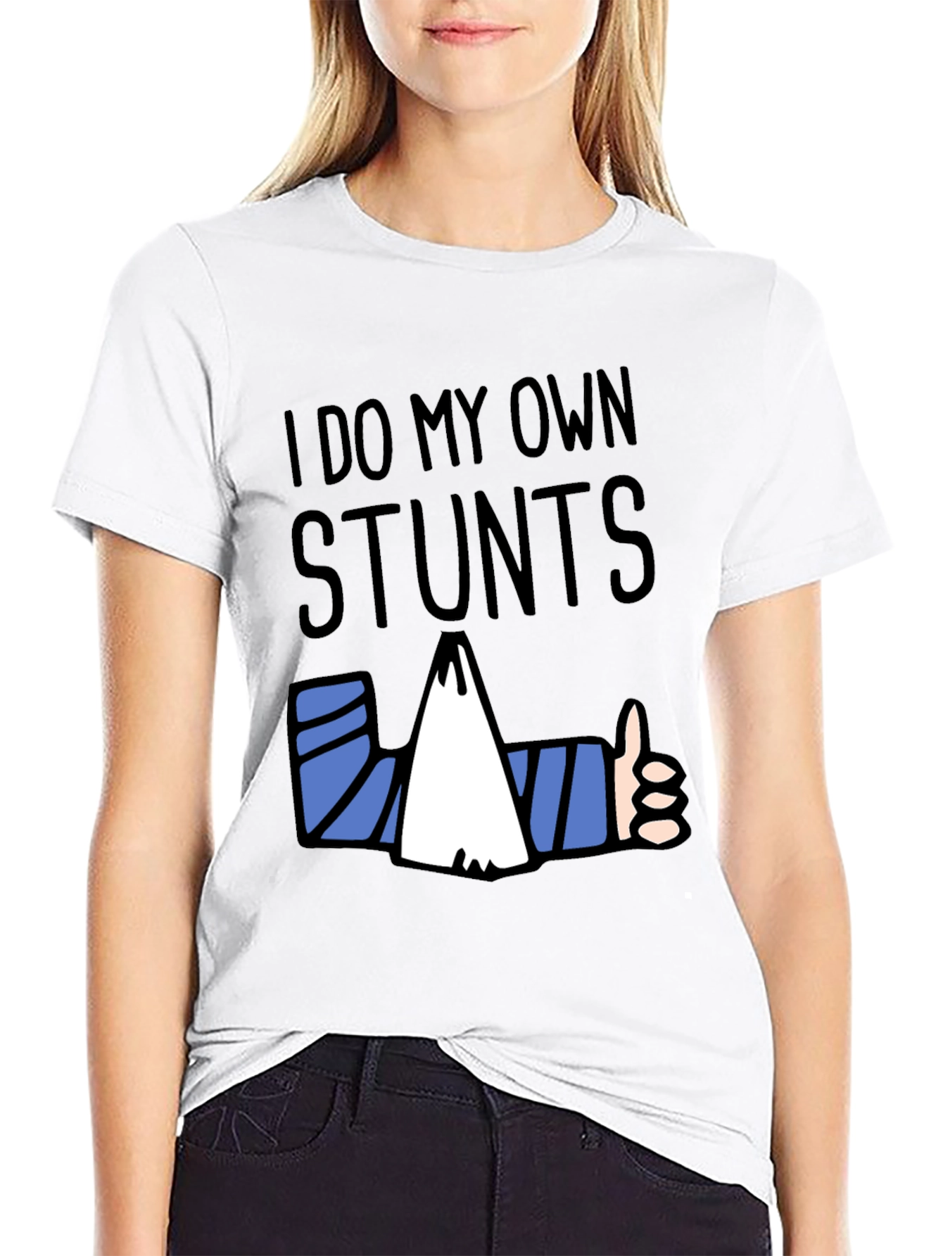Black Funny "I Do My Own Stunts" Graphic T-Shirt view 9