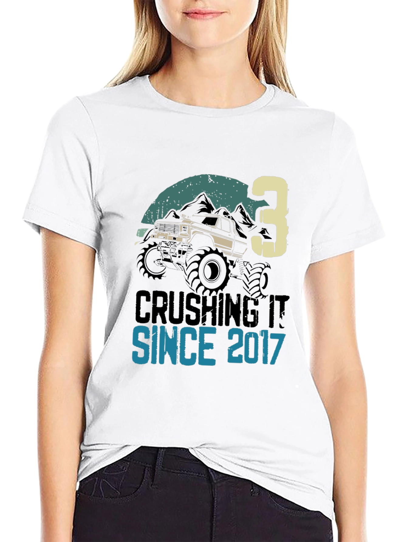 Crushing It Since 2017 3rd Birthday Monster Truck T-Shirt - 9