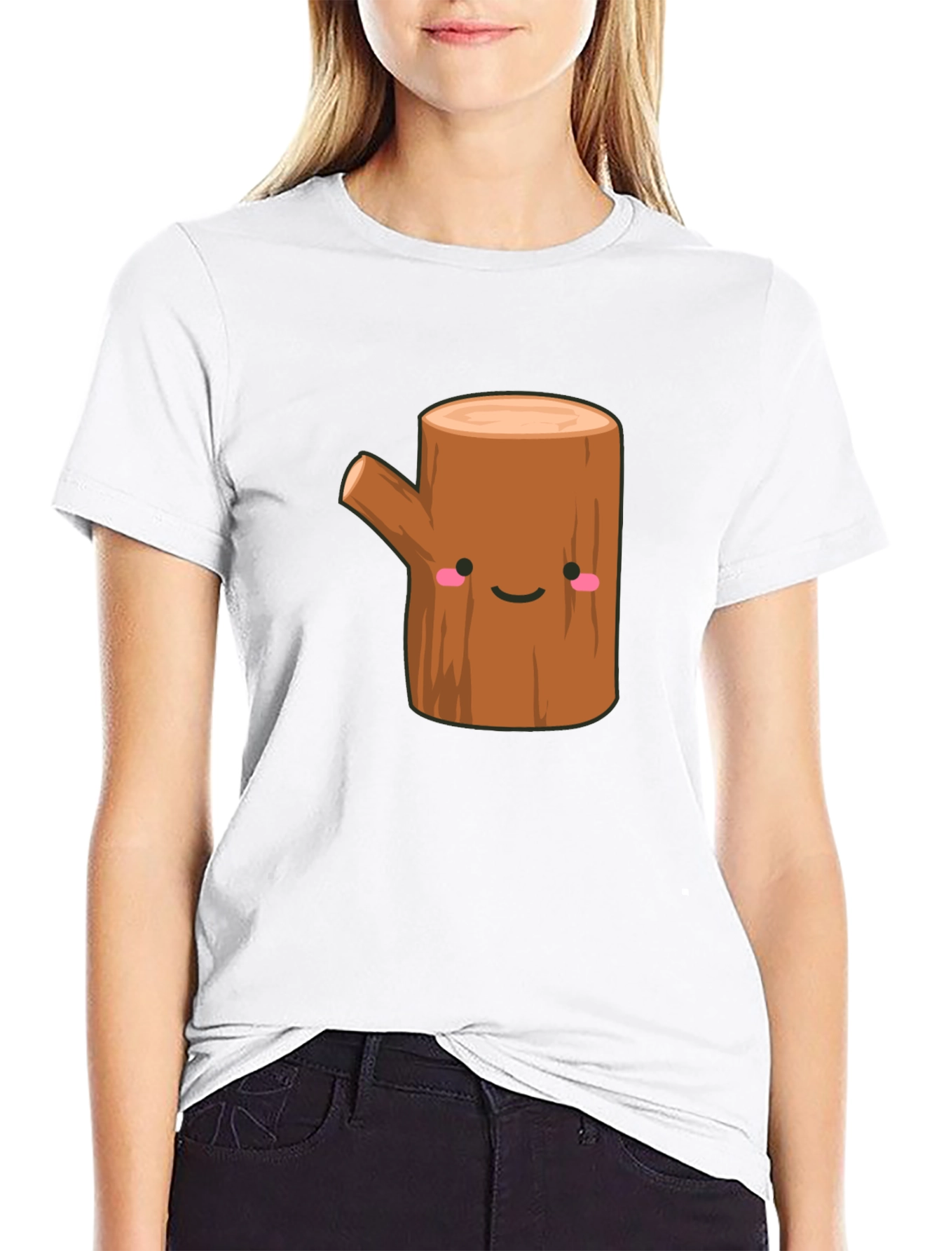 Black Cute Tree Stump Graphic T-Shirt - Black view 9