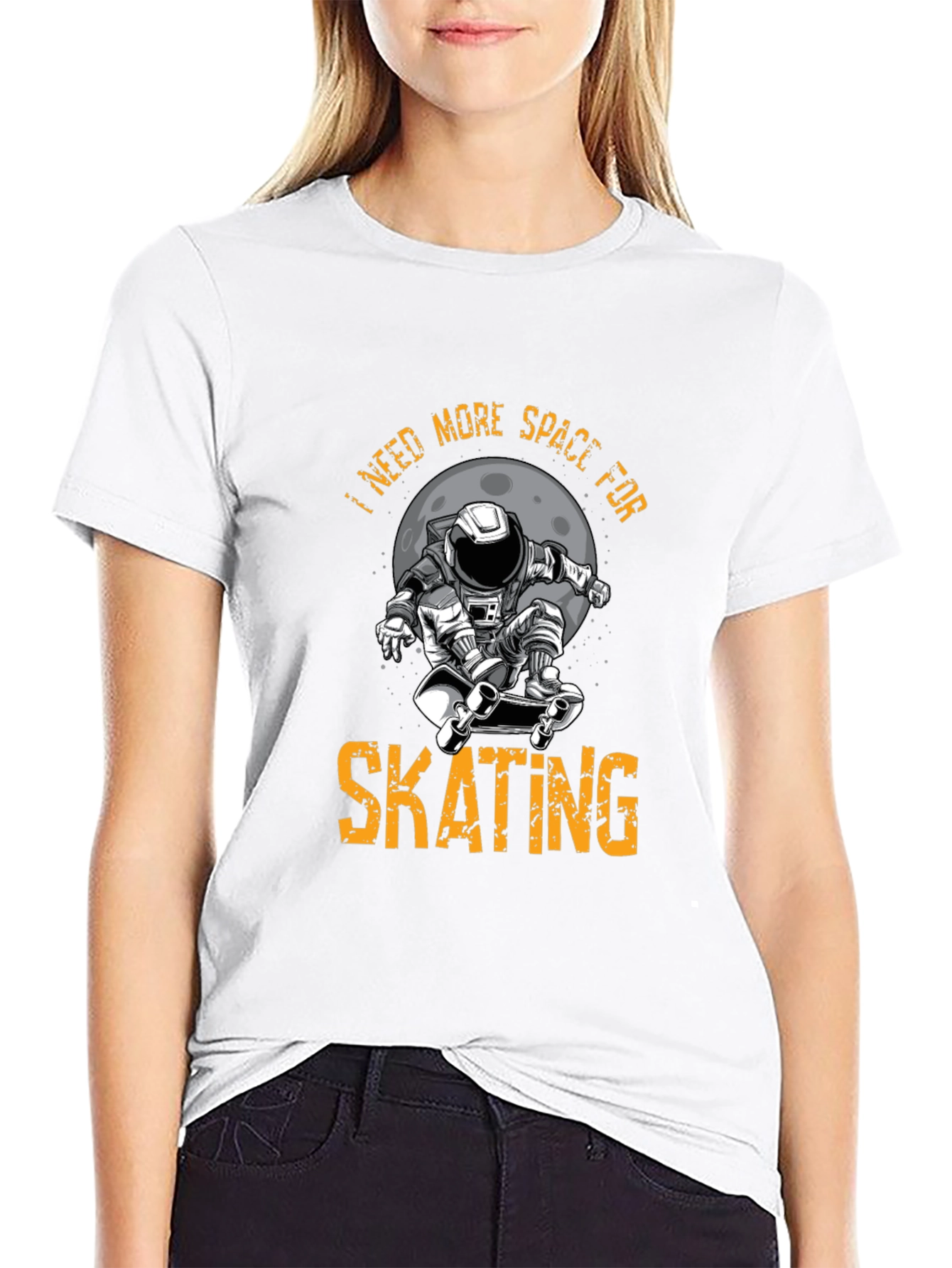 Black Skating Astronaut Graphic T-Shirt view 9