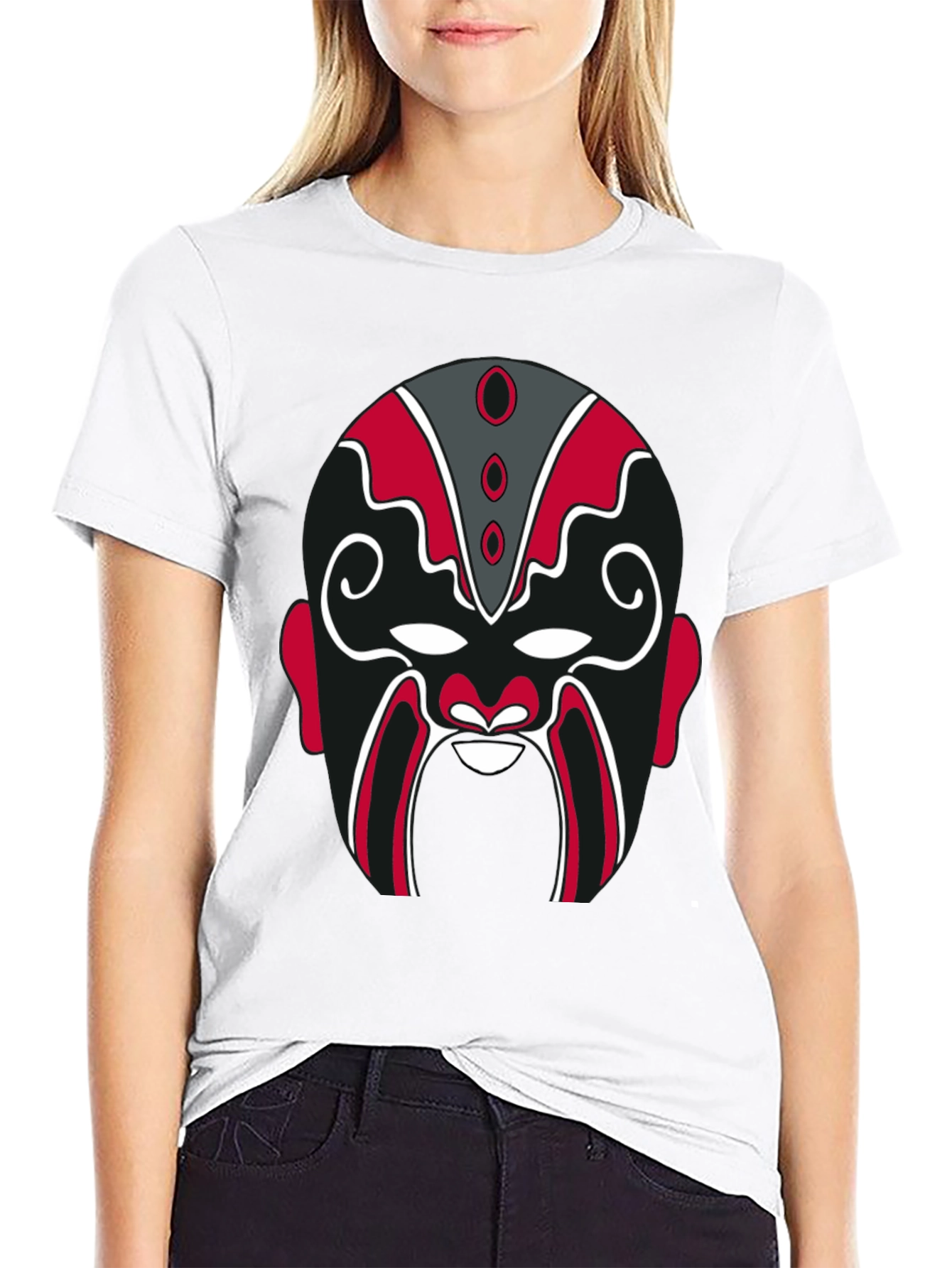 Black Dramatic Mask Graphic Tee - Stylish Black T-Shirt view 9