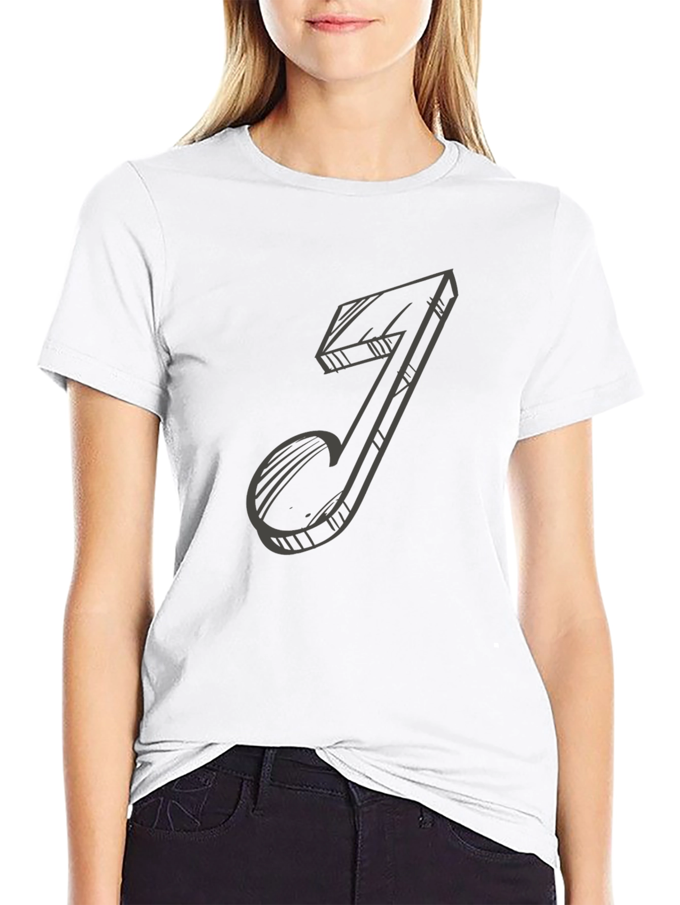 Black Music Note Sketch Black T-Shirt view 9