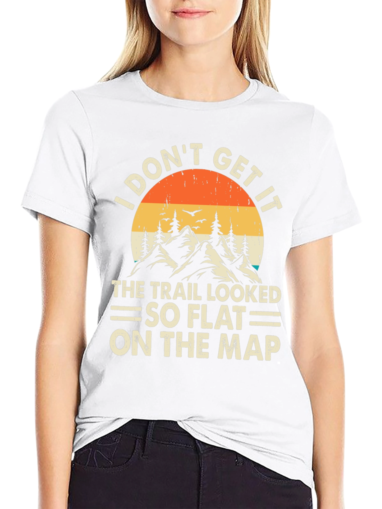 Black Funny Hiking T-Shirt - So Flat On The Map view 9