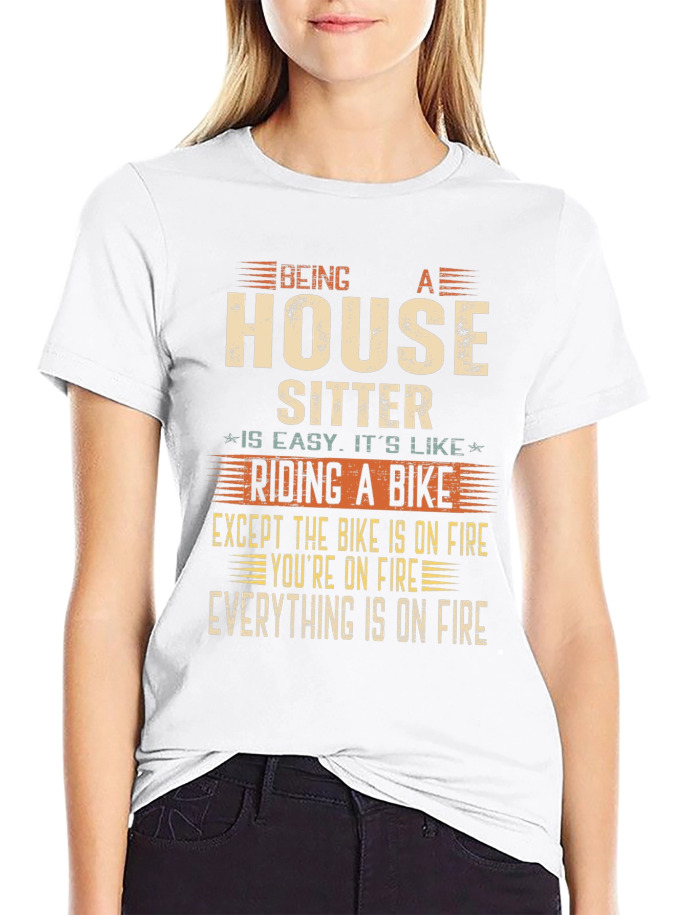 Black House Sitter Humor T-Shirt, Novelty Graphic Tee view 9
