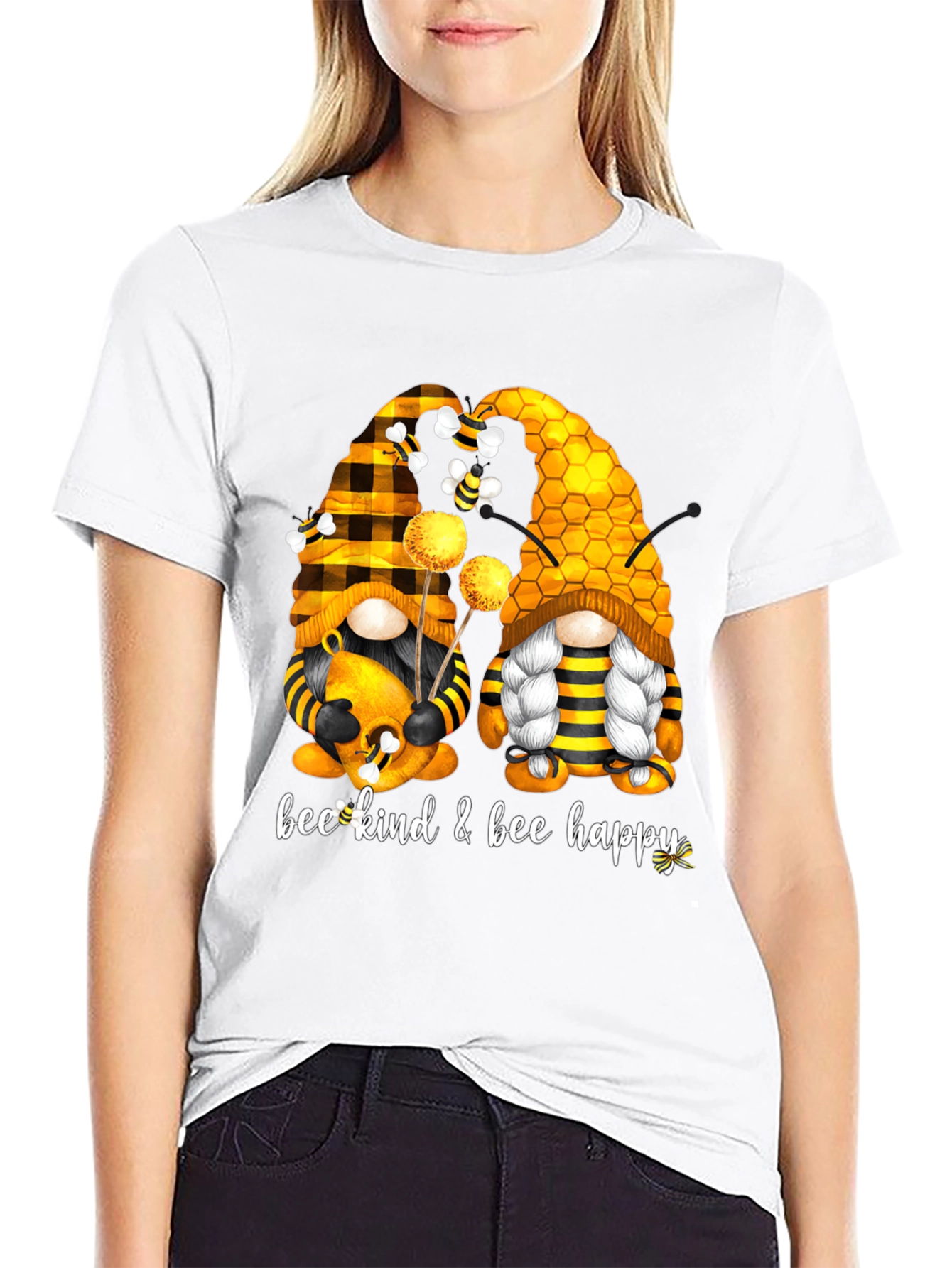Black Bee Kind & Happy Gnome T-Shirt view 9