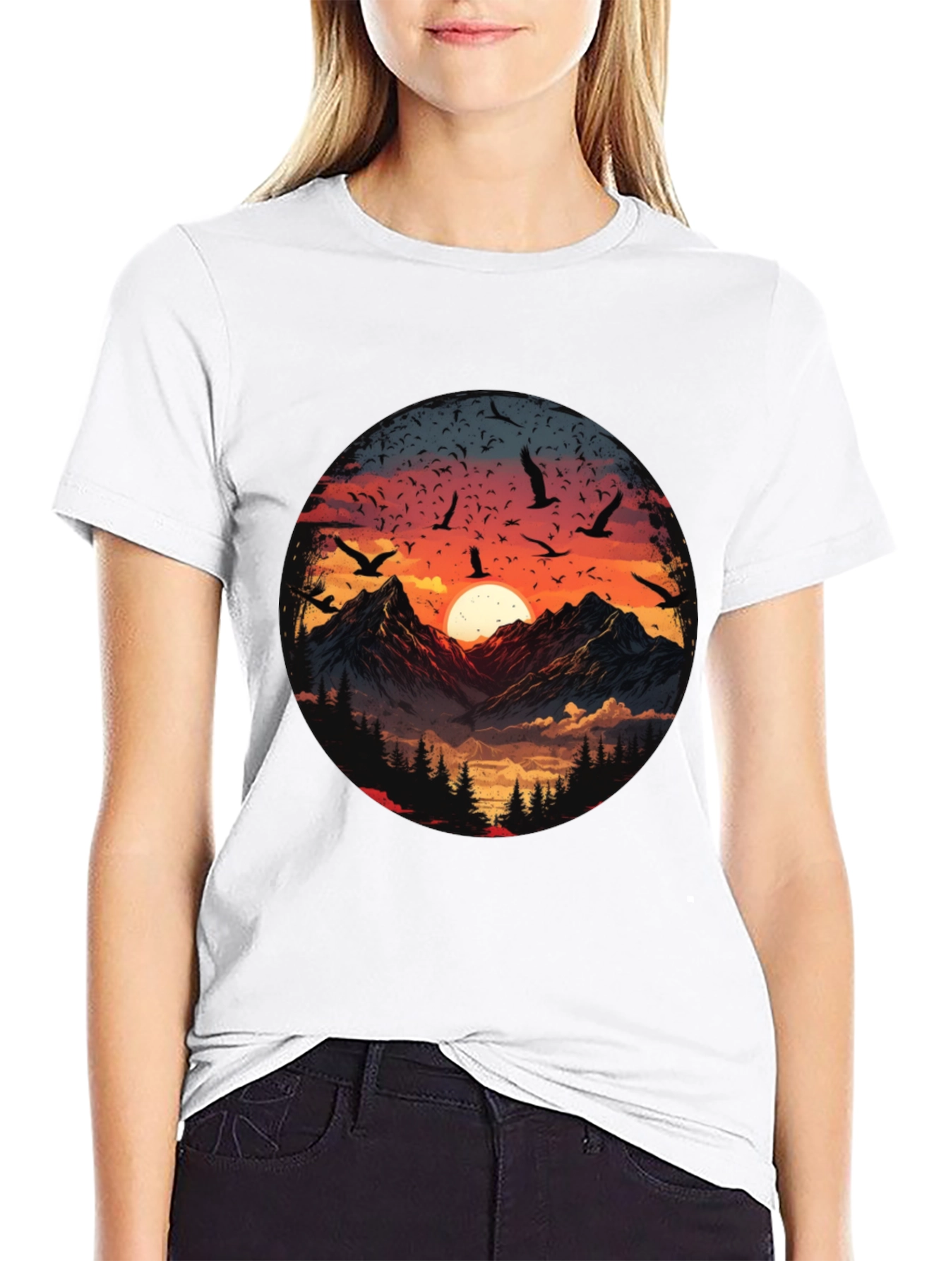 Black Mountain Sunset Graphic Tee - Men's Black T-Shirt view 9