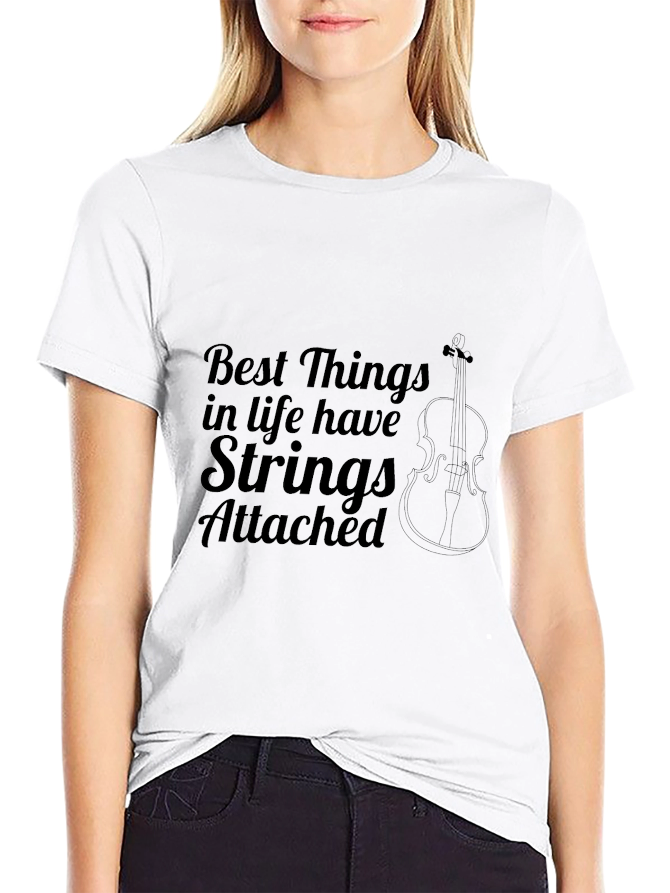 Black Best Things in Life Have Strings Attached T-Shirt view 9