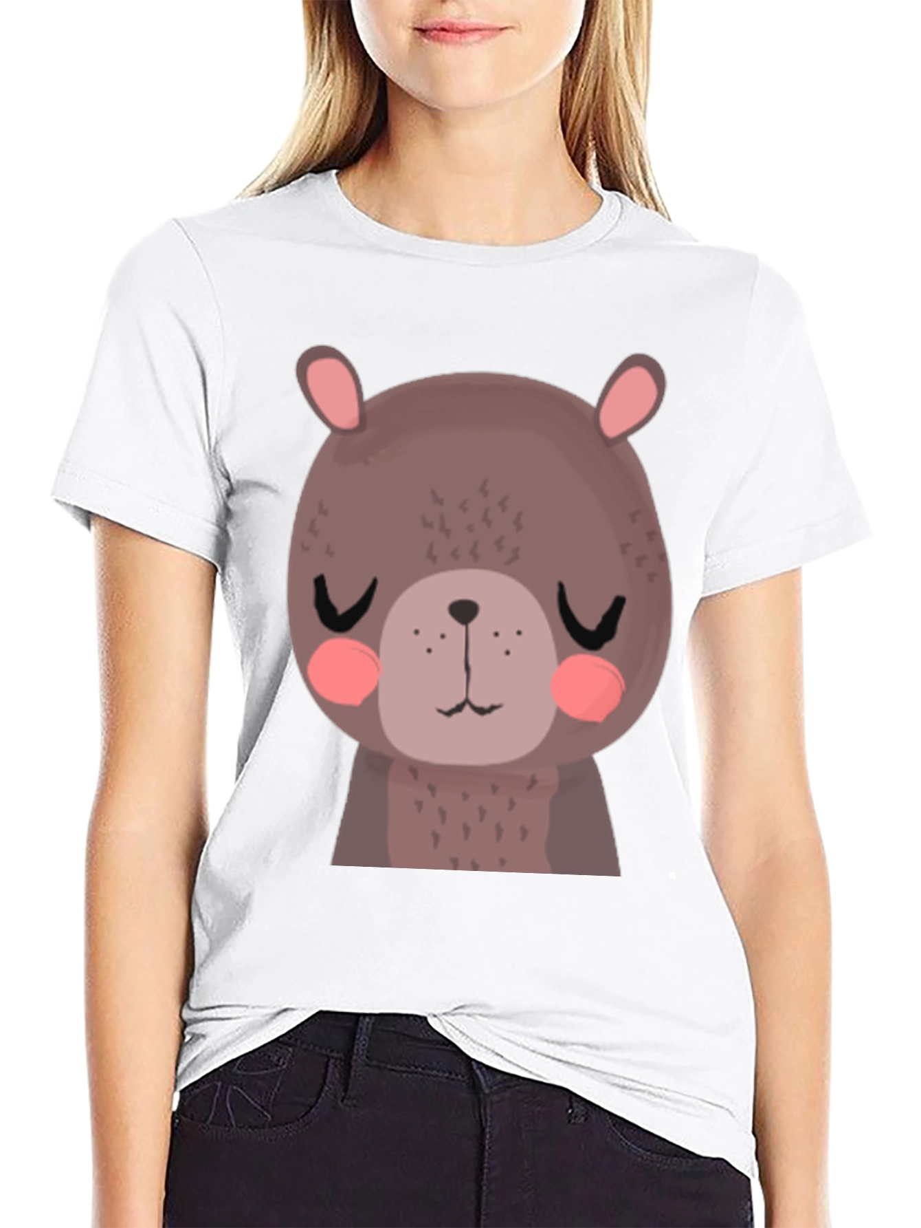 Black Cute Bear Graphic T-Shirt - Unisex Black Tee view 9