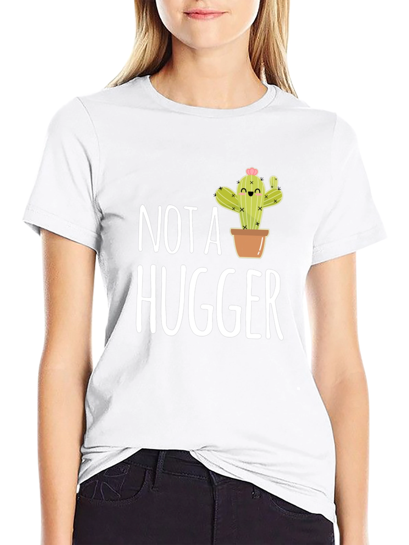 Black Not A Hugger Cactus Graphic T-Shirt view 9