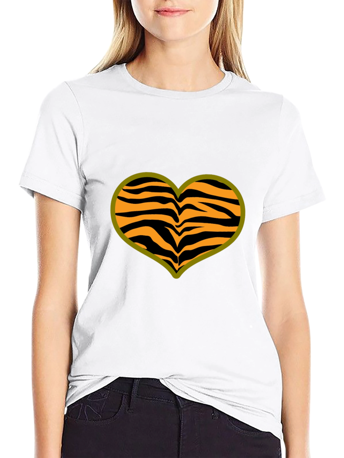 Black Tiger Stripe Heart T-Shirt - Black view 9