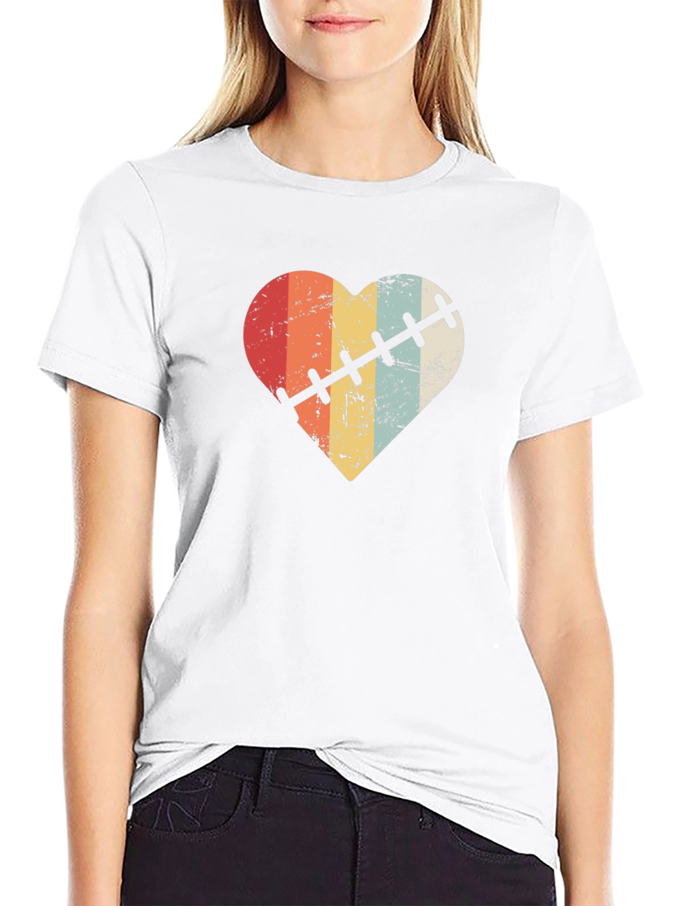 Retro Heart Stitch Graphic Tee - Black - 9