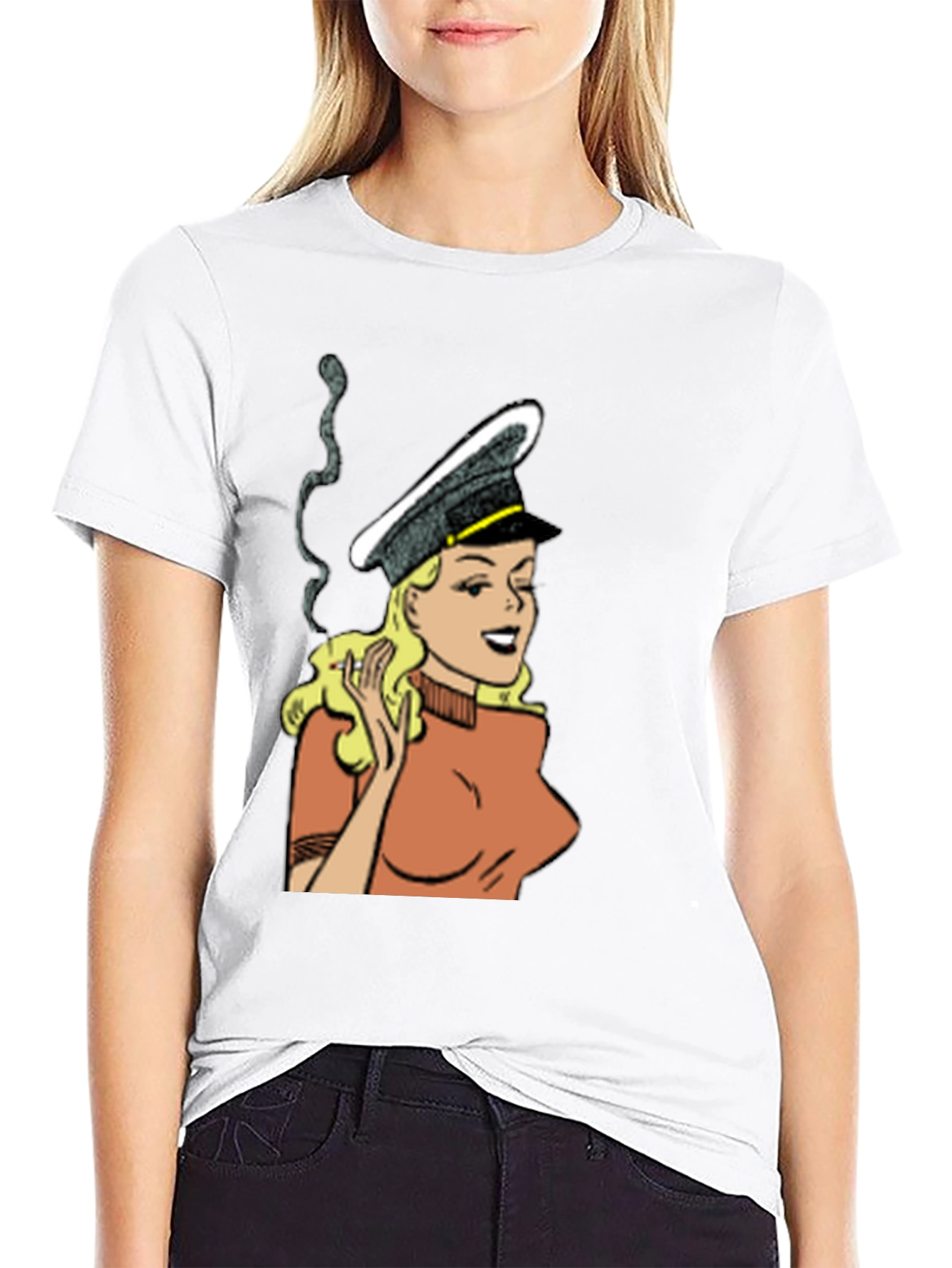 Black Smoking Cartoon Woman Black T-Shirt view 9