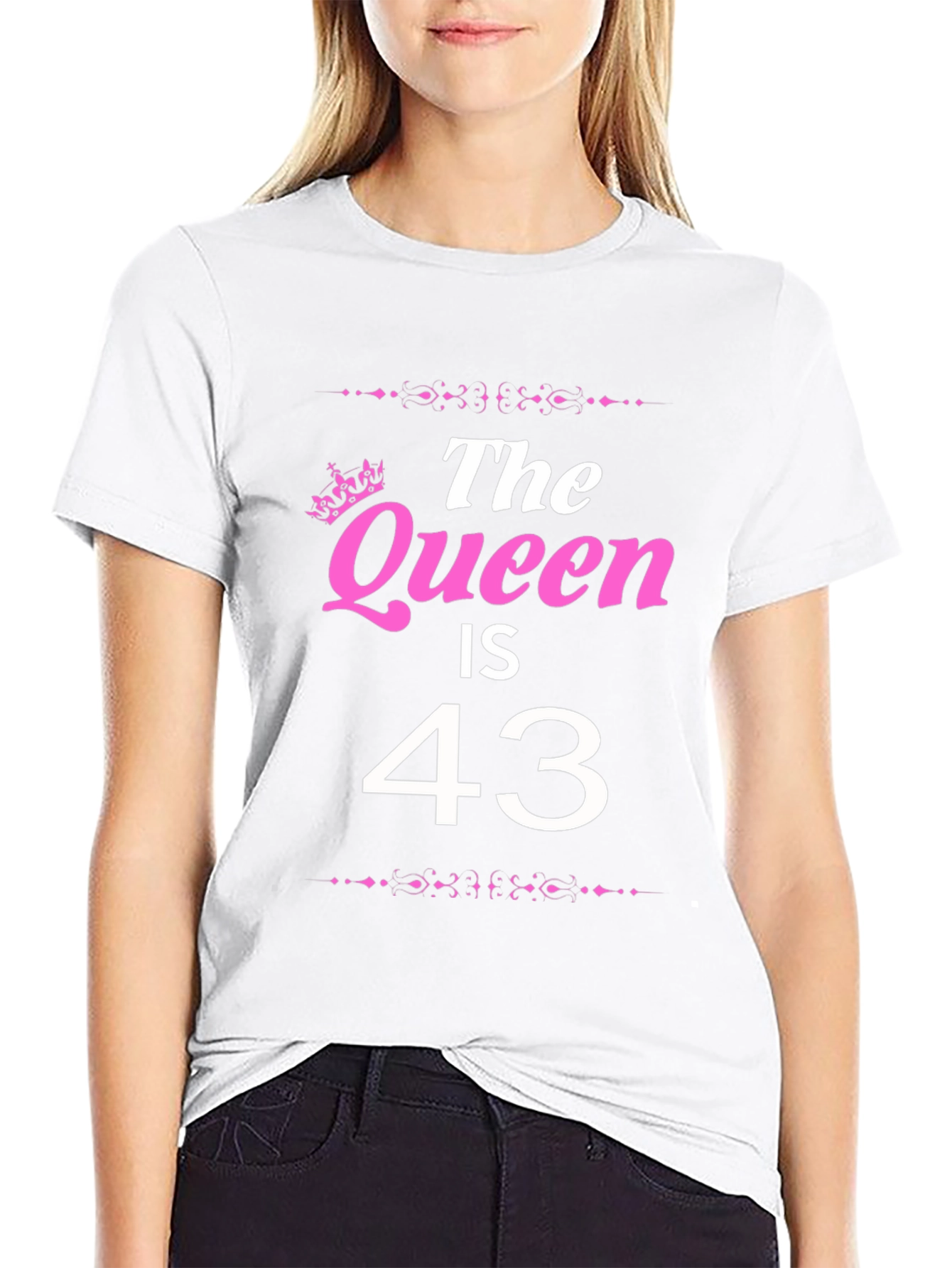 Black The Queen is 43 - Birthday T-Shirt view 9