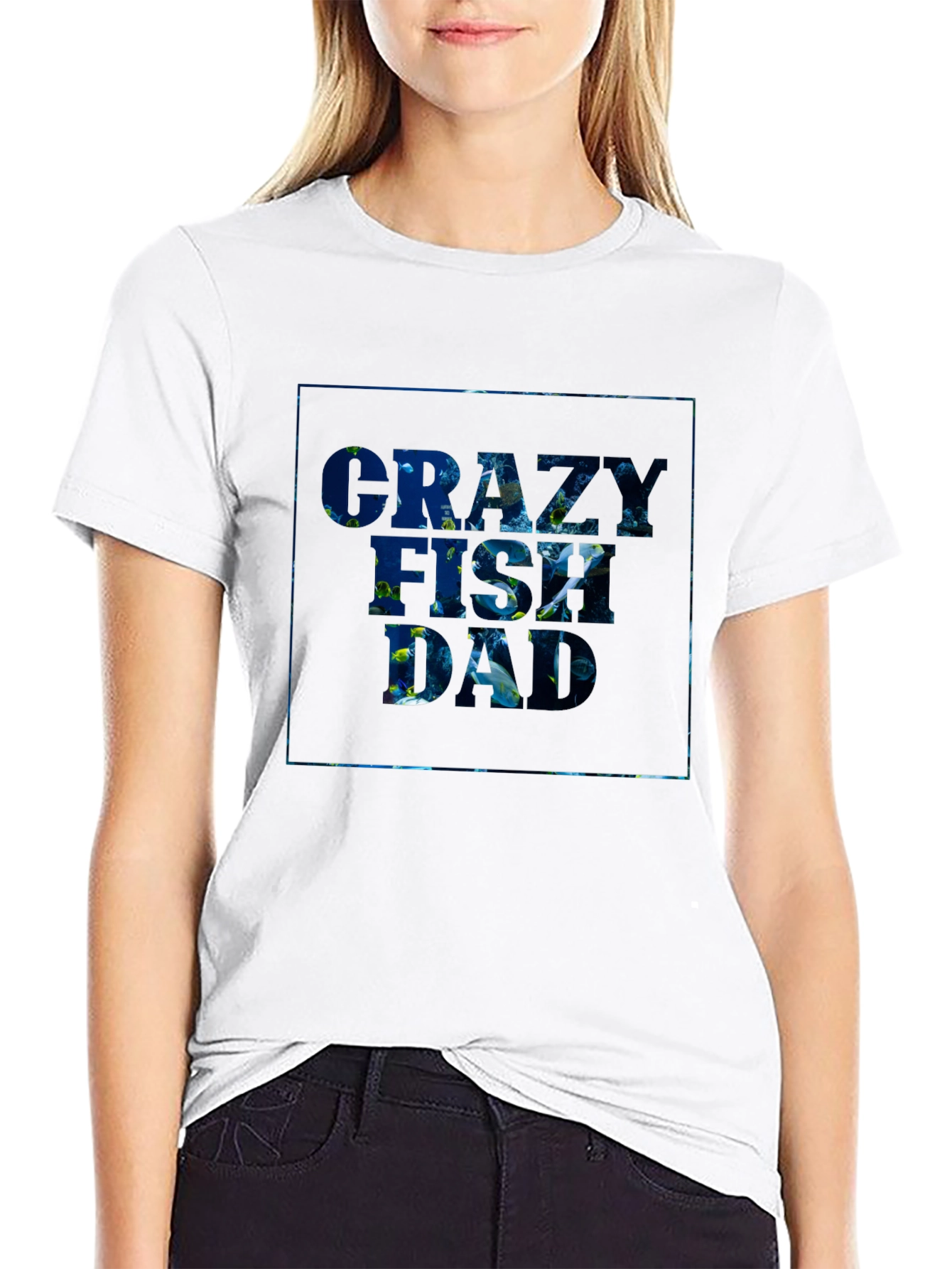 Black Crazy Fish Dad Graphic Tee - Black view 9