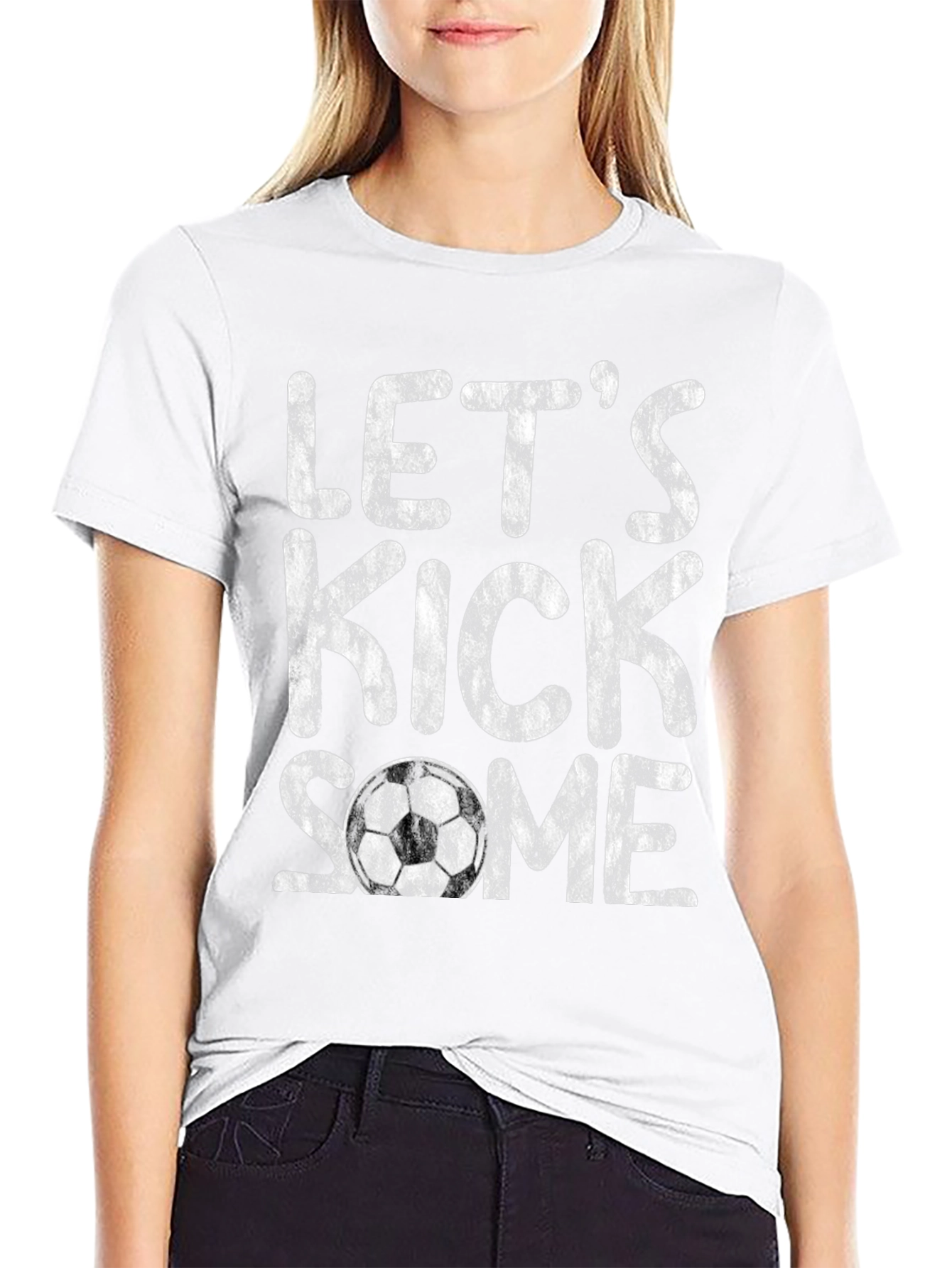 Black Let's Kick Some Soccer T-Shirt view 9
