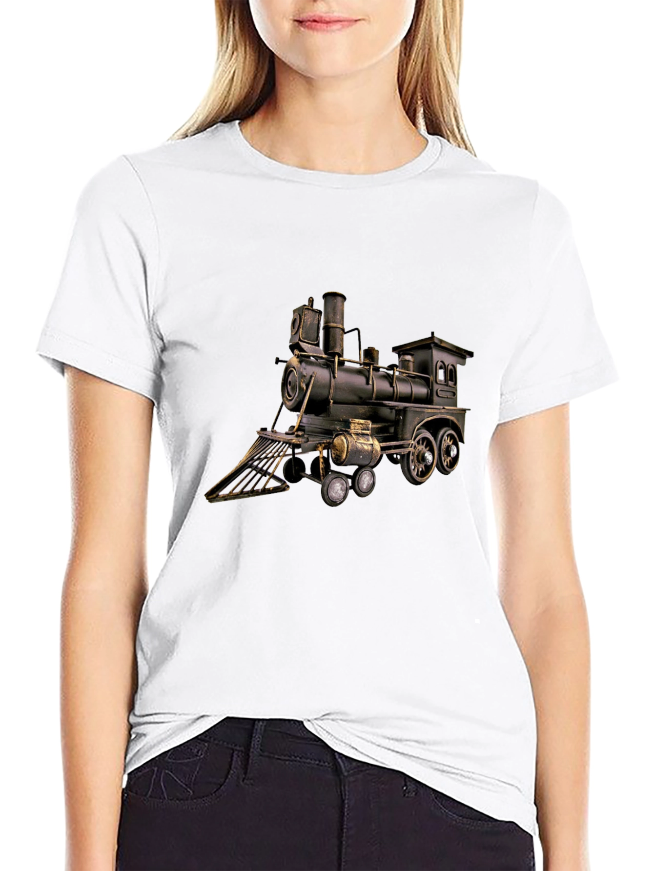 Black Train Locomotive Graphic T-Shirt - Black view 9