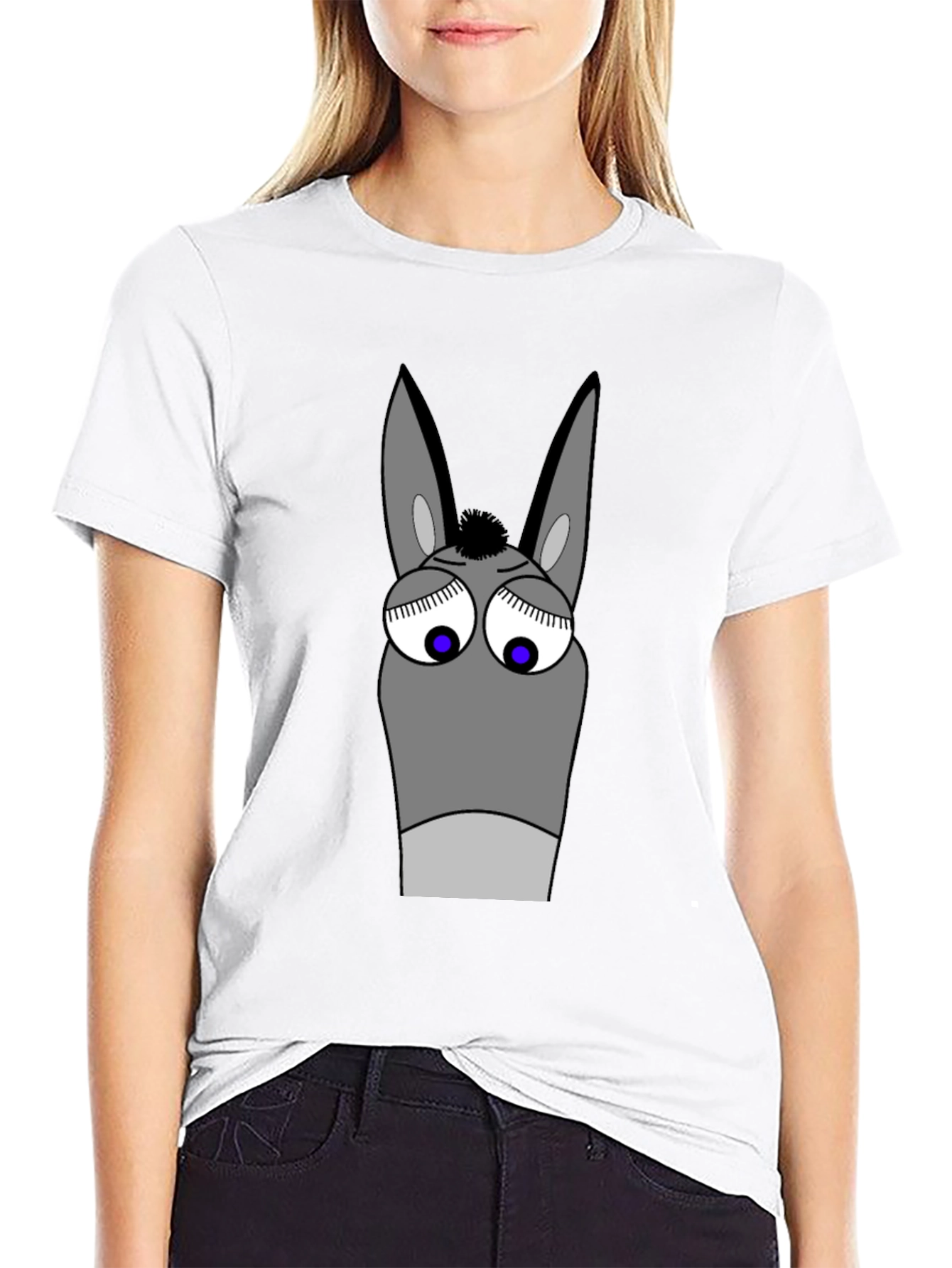 Black Funny Donkey Cartoon Graphic T-Shirt - Black view 9