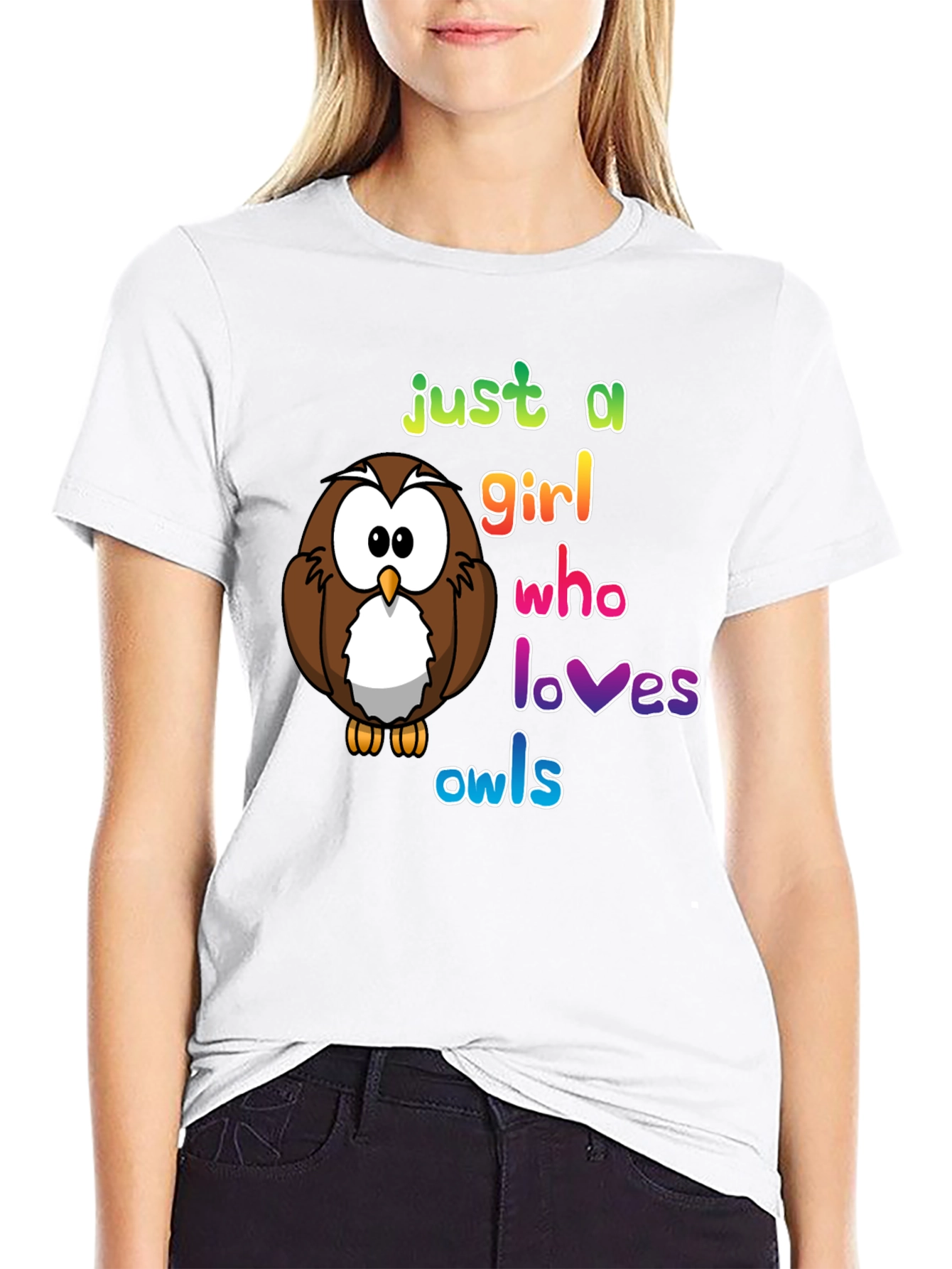 Black Just A Girl Who Loves Owls T-Shirt, Cute Owl Lover Tee view 9