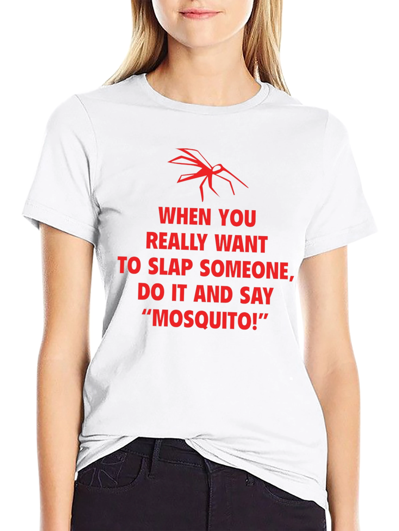 Black Funny Mosquito Slap Graphic T-Shirt view 9